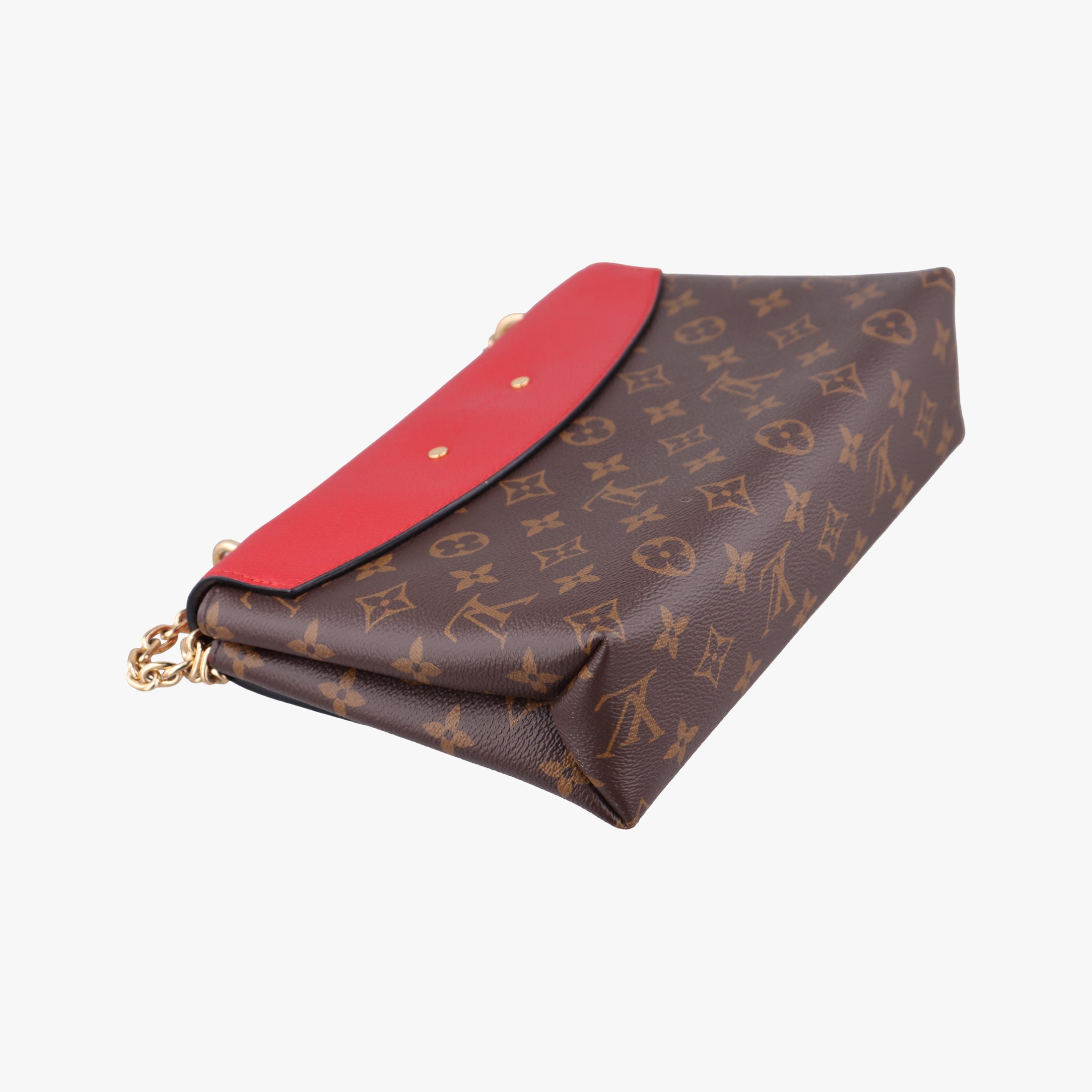 Pre-owned Louis Vuitton SAINT PLACIDE brown×CERISE Monogram Canvas×calf leather M43713 shoulderbag | stylenewstar