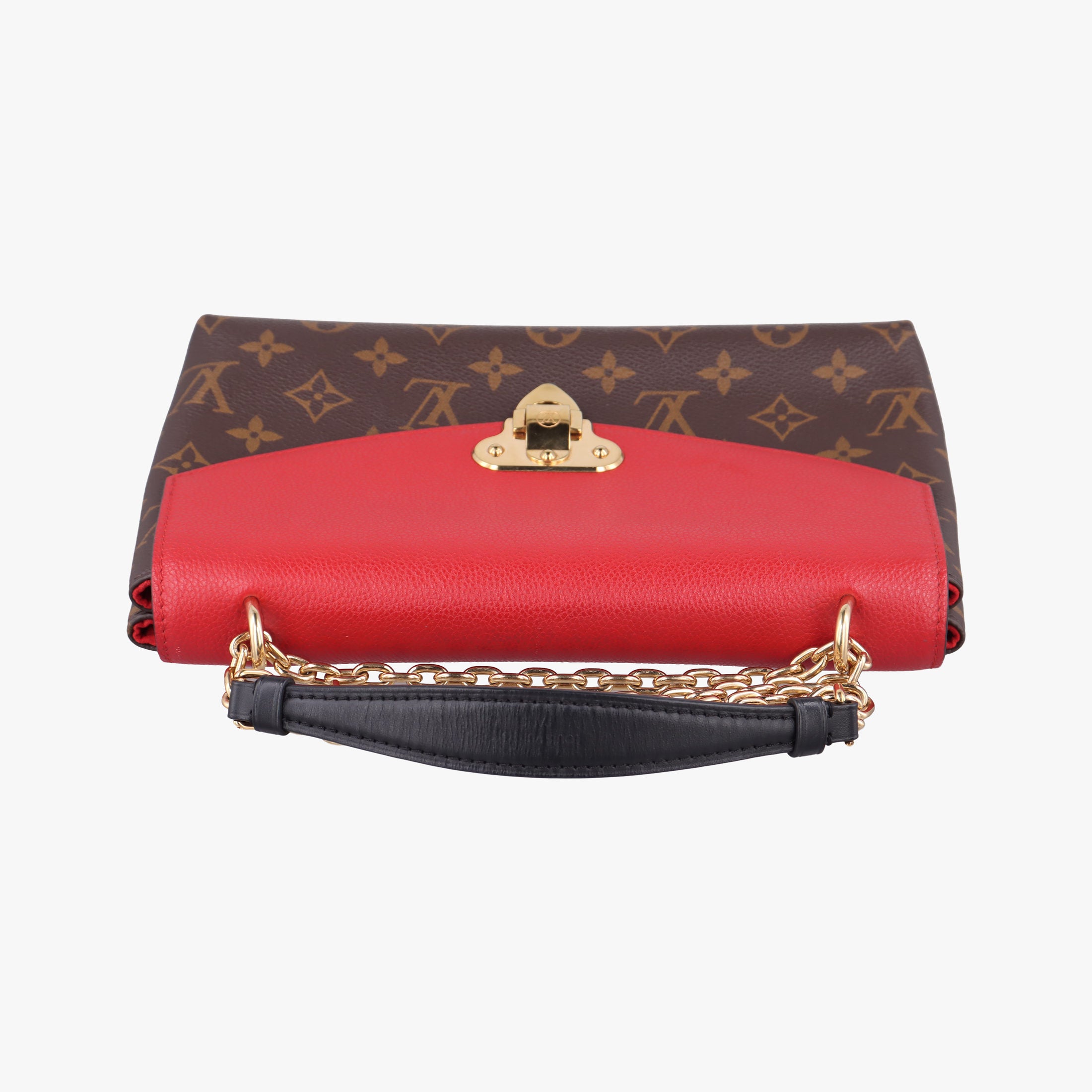 Pre-owned Louis Vuitton SAINT PLACIDE brown×CERISE Monogram Canvas×calf leather M43713 shoulderbag | stylenewstar