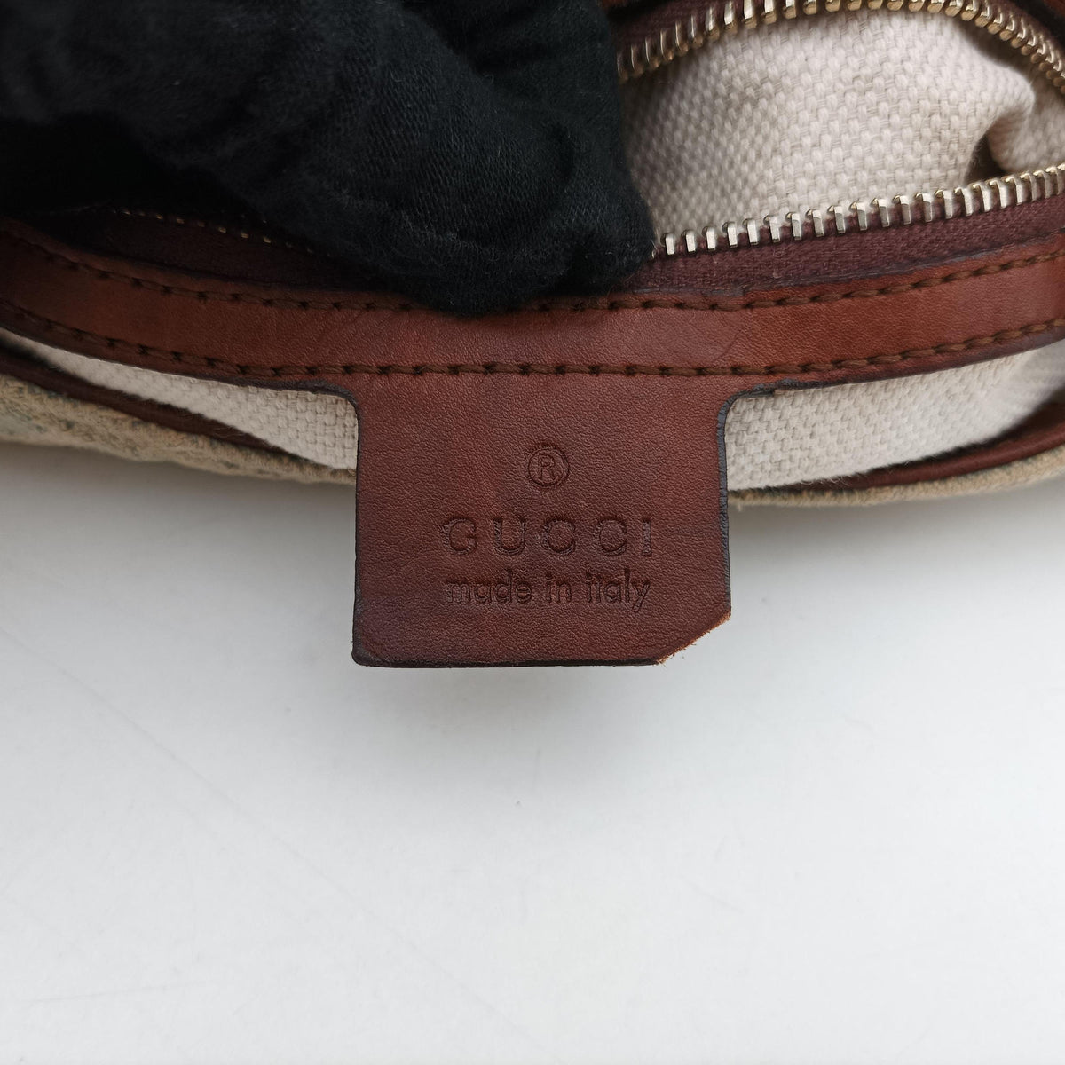 Pre-owned Gucci New Jackie White × Brown denim×leather 246907 shoulderbag | stylenewstar
