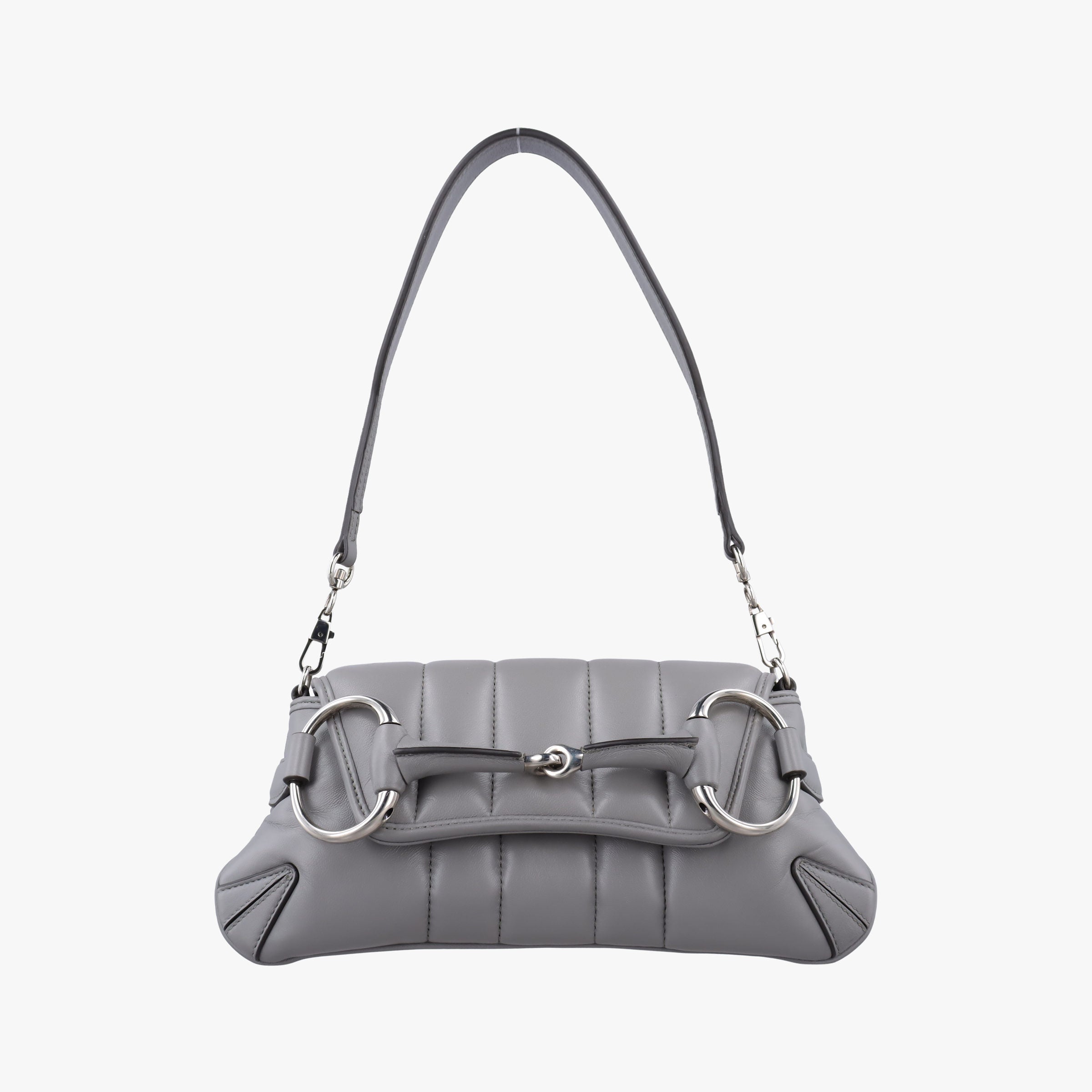 Pre-owned Gucci Horsebit Grey Leather 764339 shoulderbag | stylenewstar