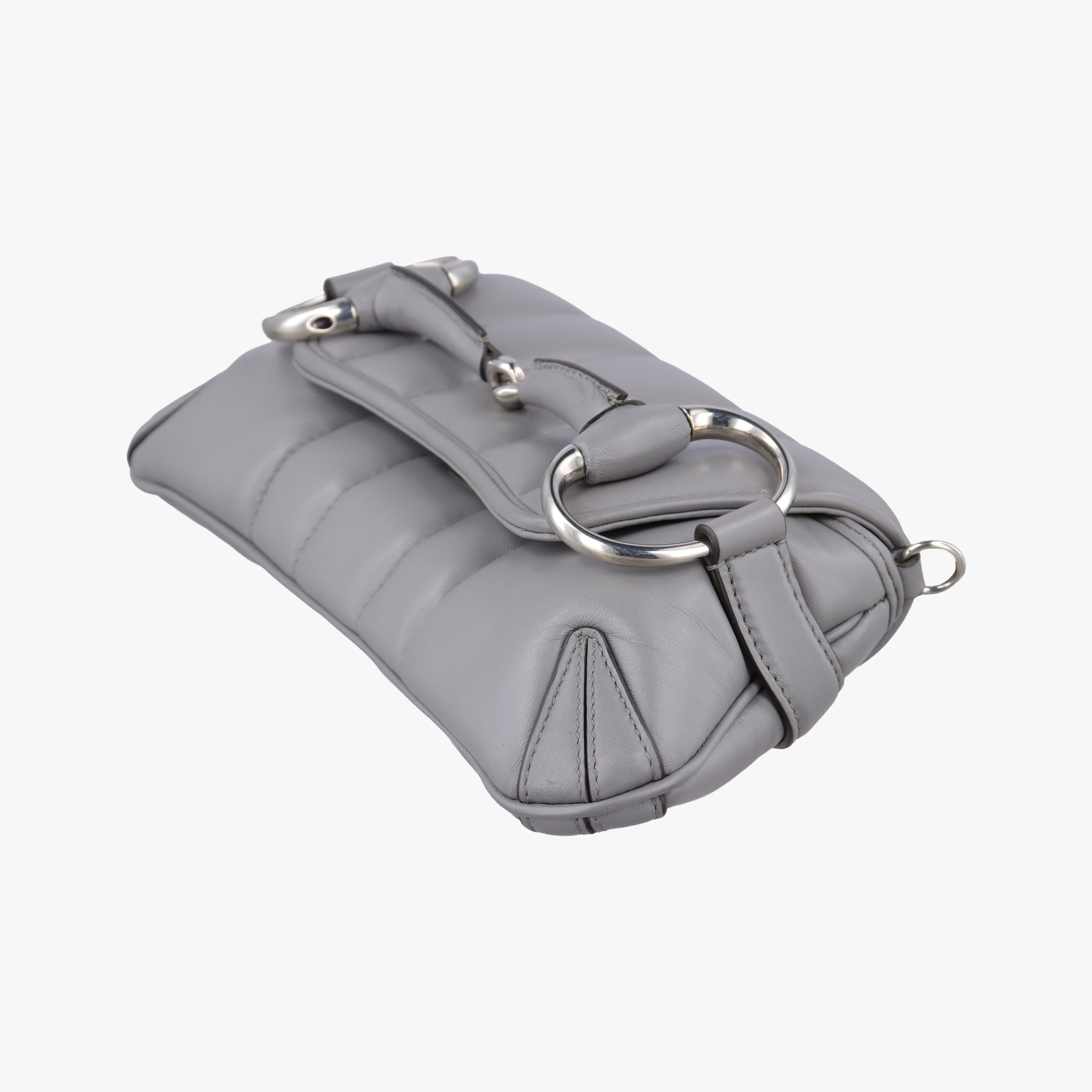 Pre-owned Gucci Horsebit Grey Leather 764339 shoulderbag | stylenewstar