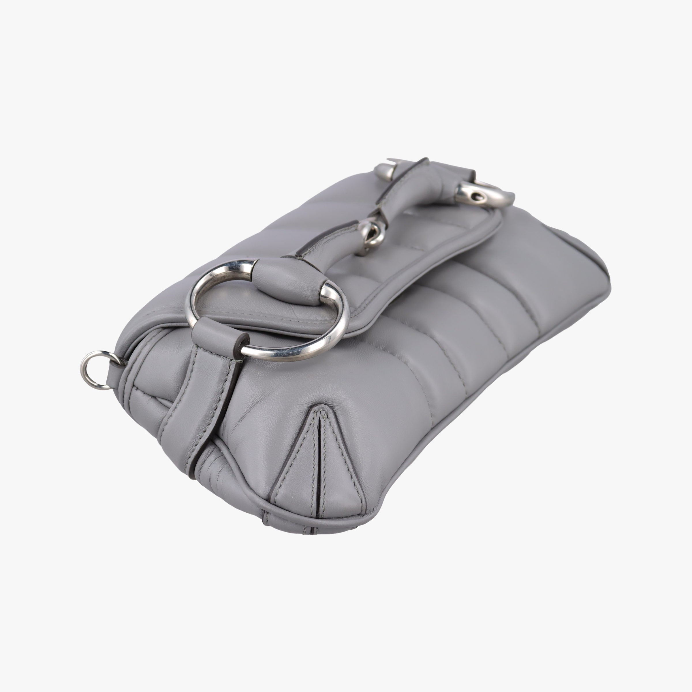 Pre-owned Gucci Horsebit Grey Leather 764339 shoulderbag | stylenewstar