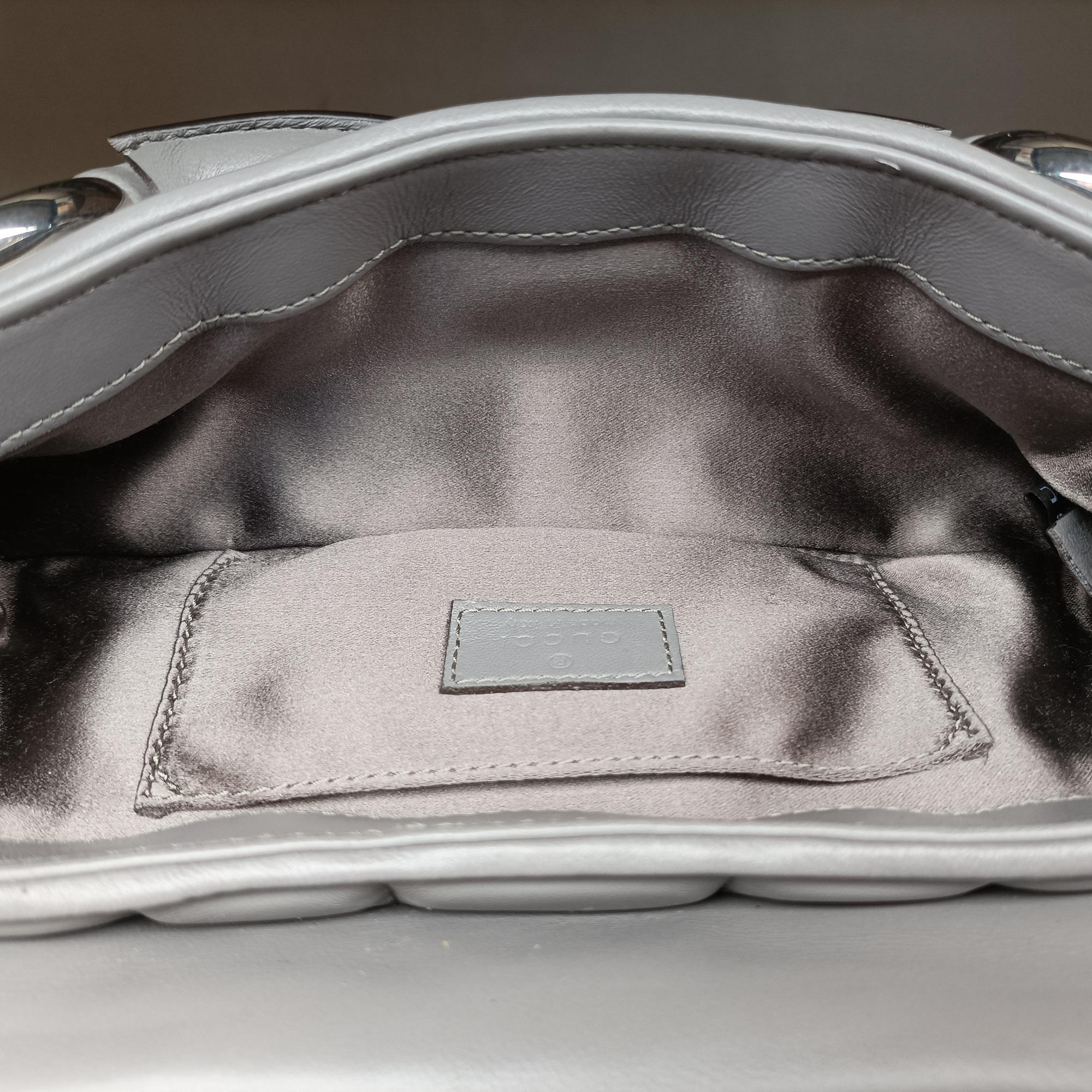 Pre-owned Gucci Horsebit Grey Leather 764339 shoulderbag | stylenewstar