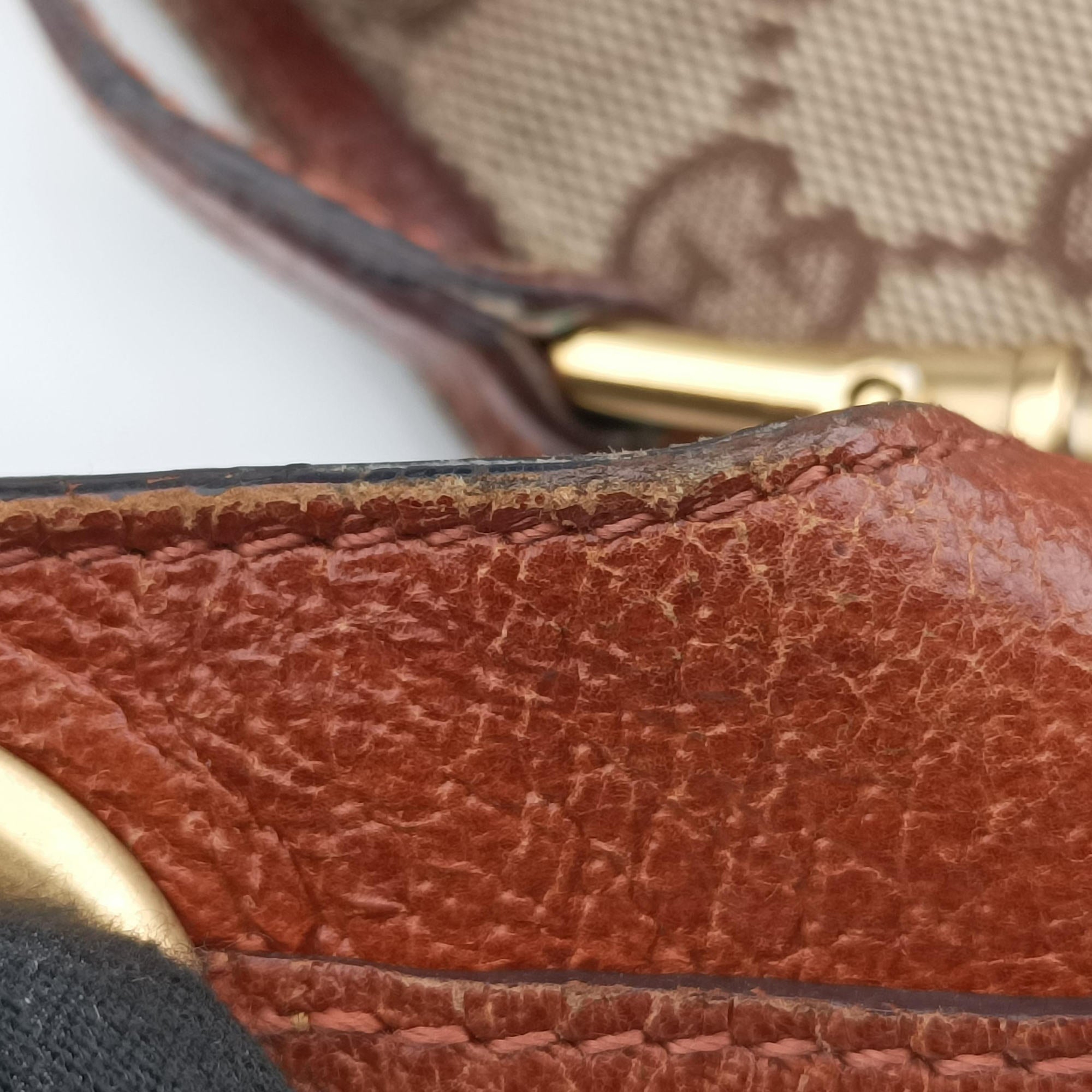 Pre-owned Gucci Piston Lock Jackie Hobo Beige x Brown canvas×leather 120885 shoulderbag | stylenewstar