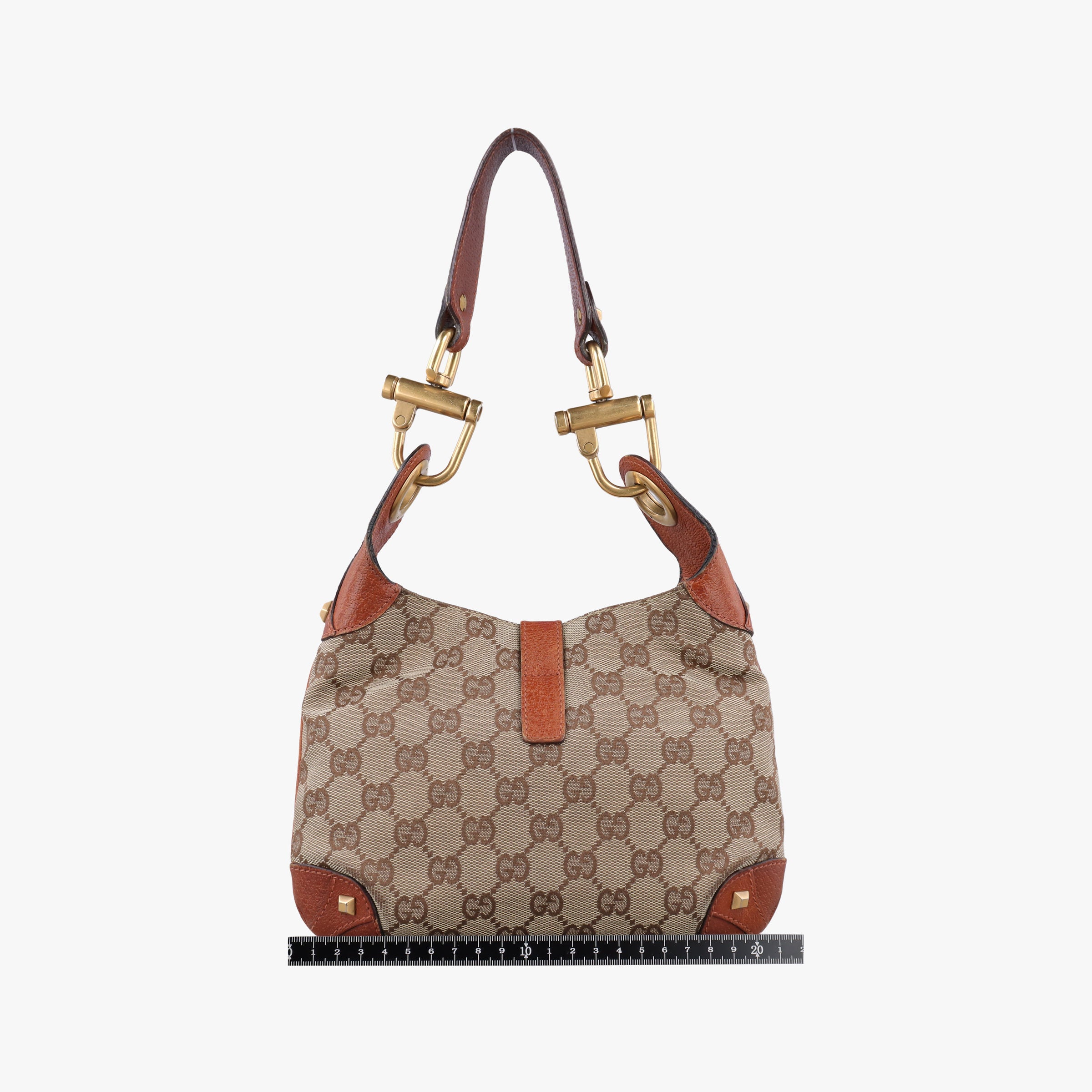 Pre-owned Gucci Piston Lock Jackie Hobo Beige x Brown canvas×leather 120885 shoulderbag | stylenewstar