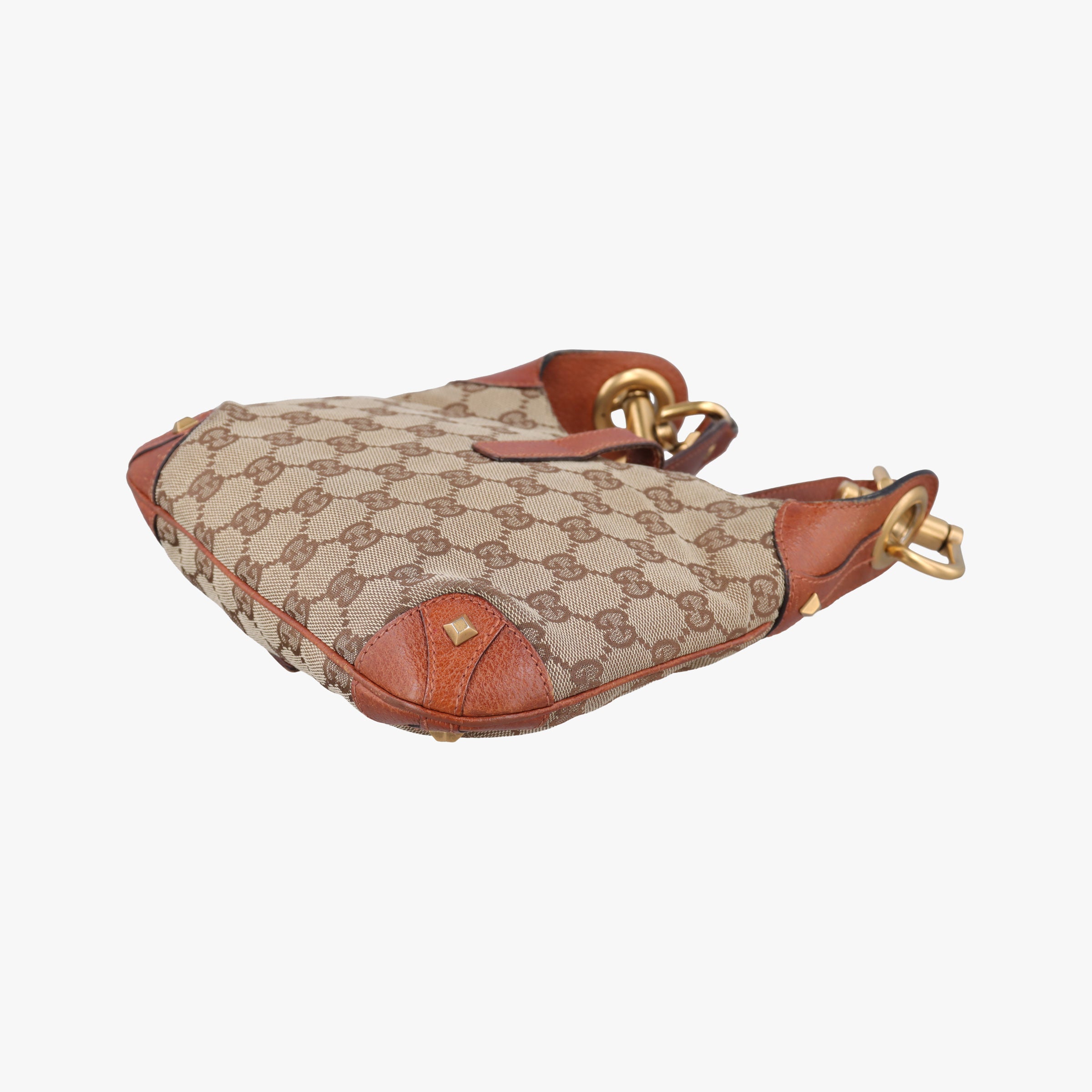 Pre-owned Gucci Piston Lock Jackie Hobo Beige x Brown canvas×leather 120885 shoulderbag | stylenewstar