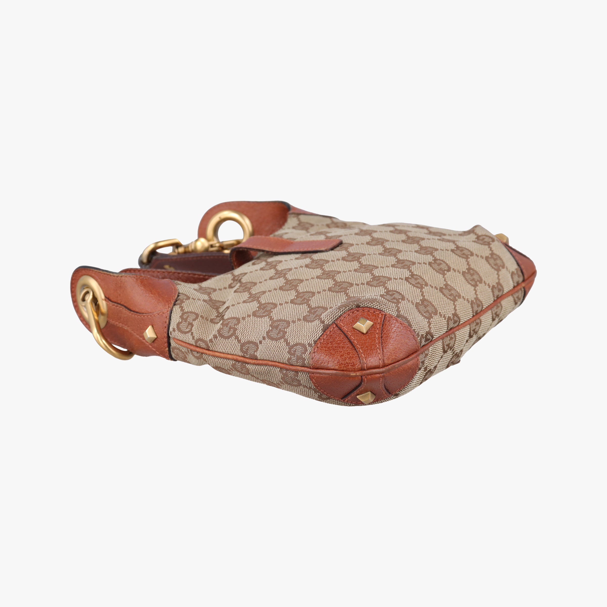 Pre-owned Gucci Piston Lock Jackie Hobo Beige x Brown canvas×leather 120885 shoulderbag | stylenewstar
