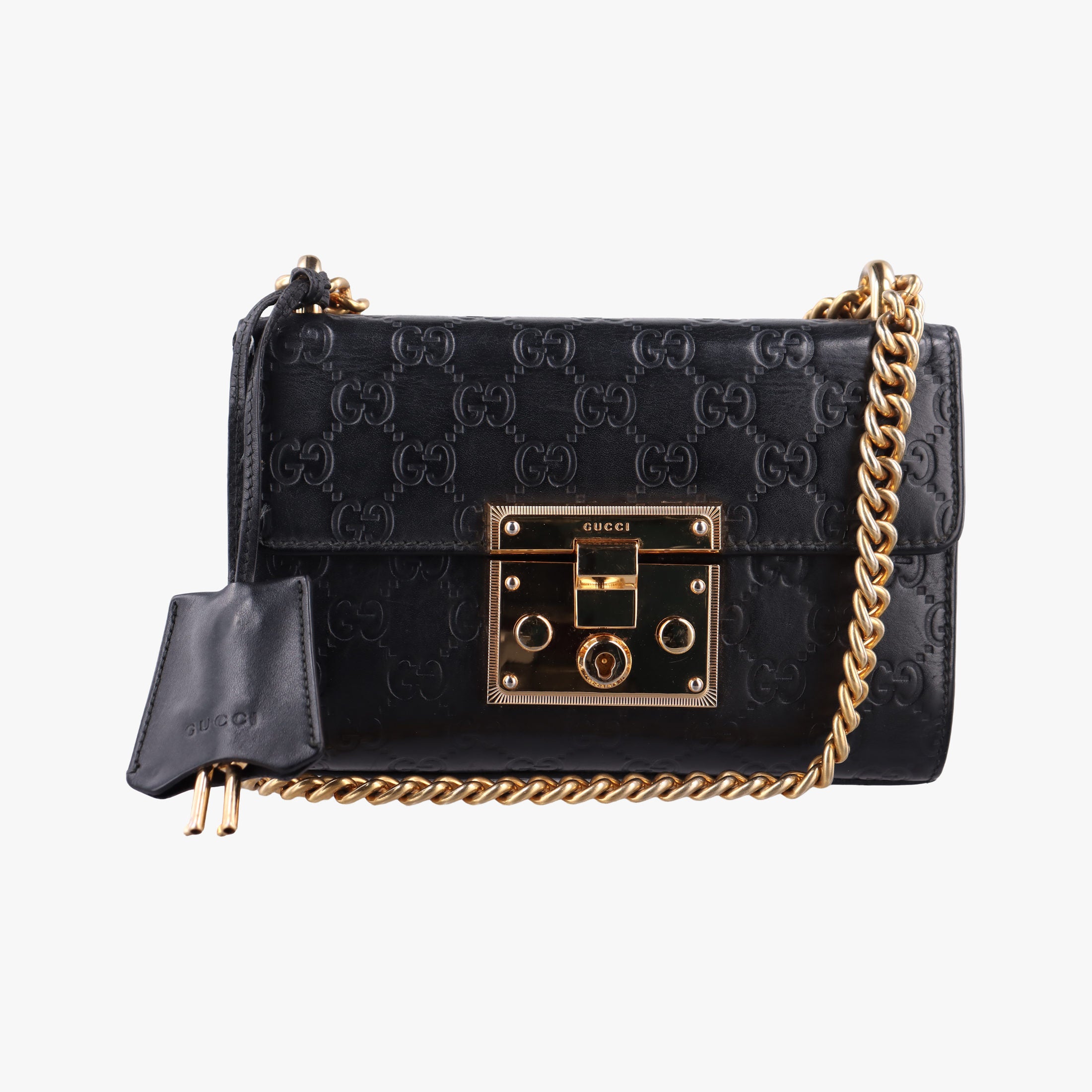 Pre-owned Gucci Padlock Black Leather 409487 shoulderbag | stylenewstar