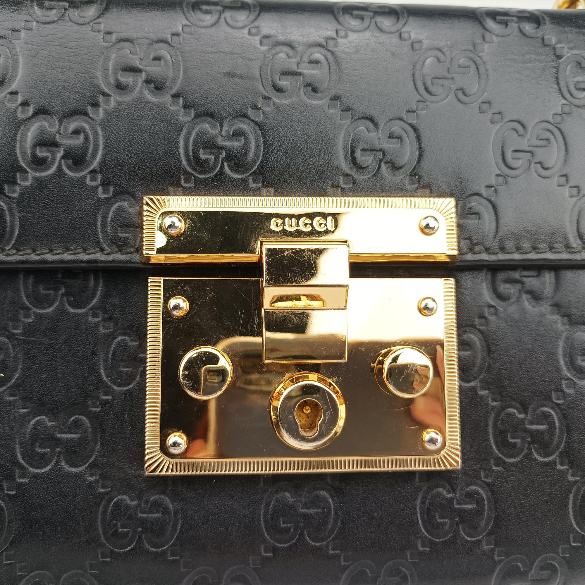 Pre-owned Gucci Padlock Black Leather 409487 shoulderbag | stylenewstar