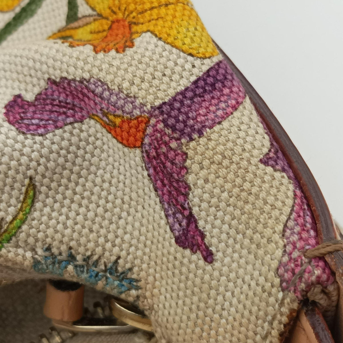 Pre-owned Gucci horsebit hobo White×Multicolour canvas×leather 115867 handbag | stylenewstar