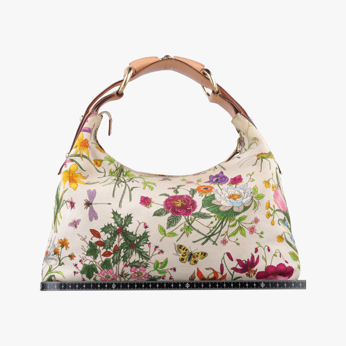 Pre-owned Gucci horsebit hobo White×Multicolour canvas×leather 115867 handbag | stylenewstar