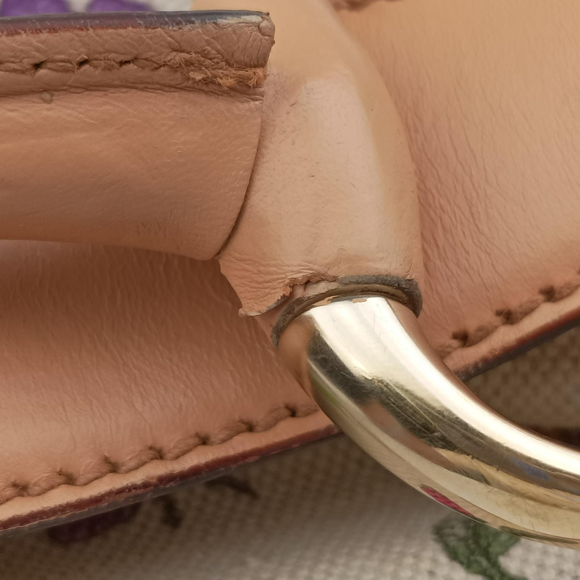 Pre-owned Gucci horsebit hobo White×Multicolour canvas×leather 115867 handbag | stylenewstar