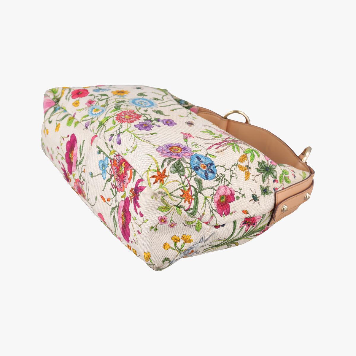 Pre-owned Gucci horsebit hobo White×Multicolour canvas×leather 115867 handbag | stylenewstar