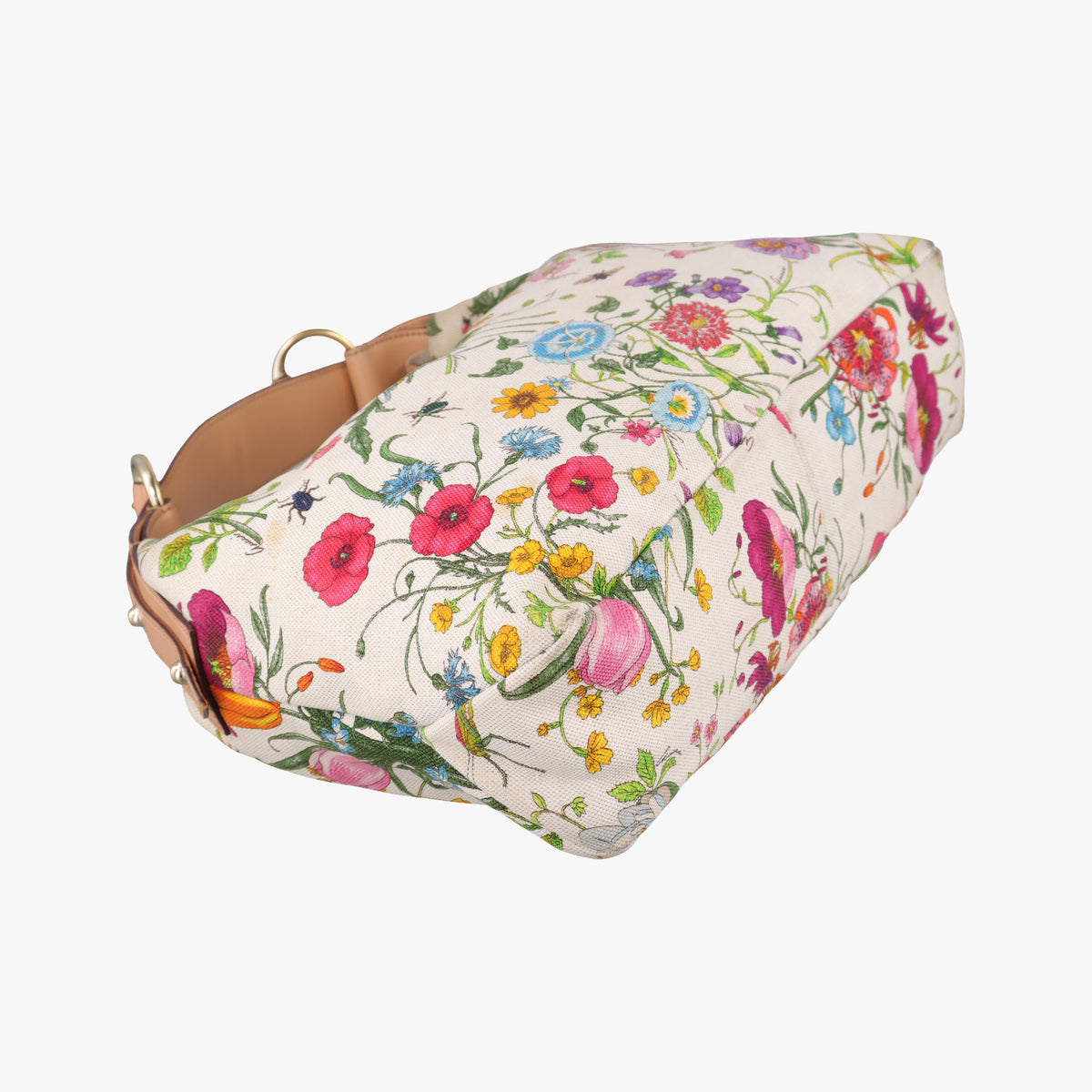 Pre-owned Gucci horsebit hobo White×Multicolour canvas×leather 115867 handbag | stylenewstar