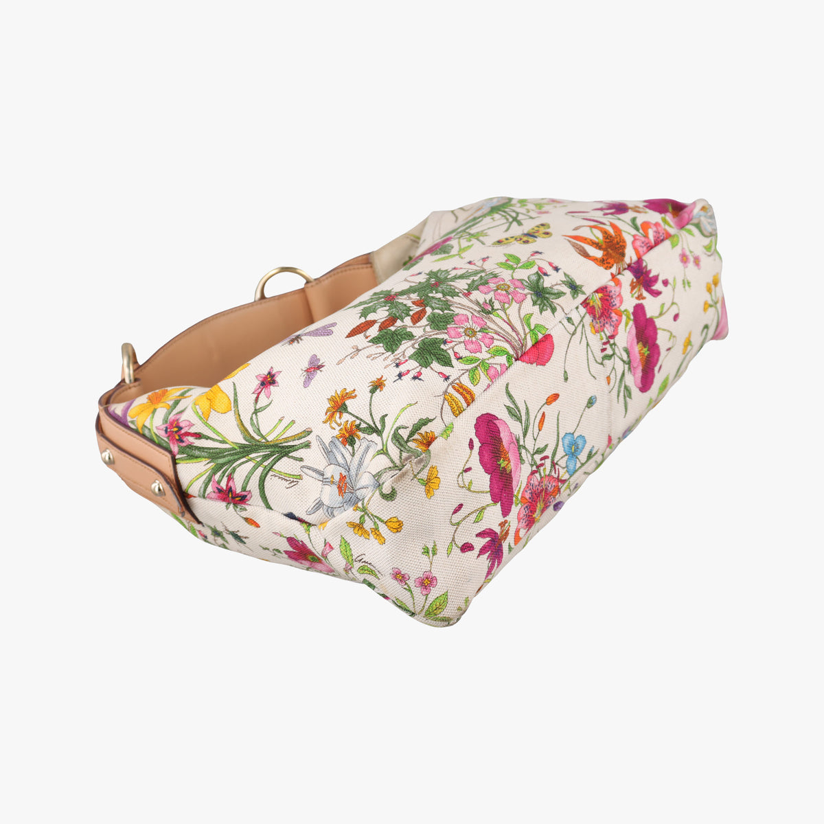 Pre-owned Gucci horsebit hobo White×Multicolour canvas×leather 115867 handbag | stylenewstar