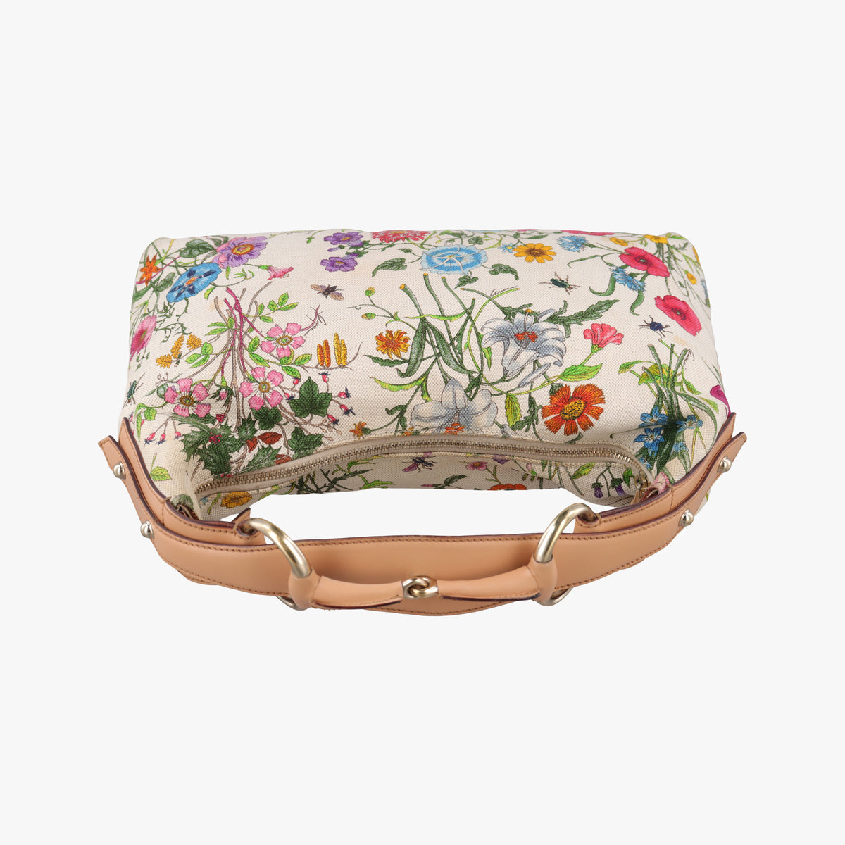 Pre-owned Gucci horsebit hobo White×Multicolour canvas×leather 115867 handbag | stylenewstar