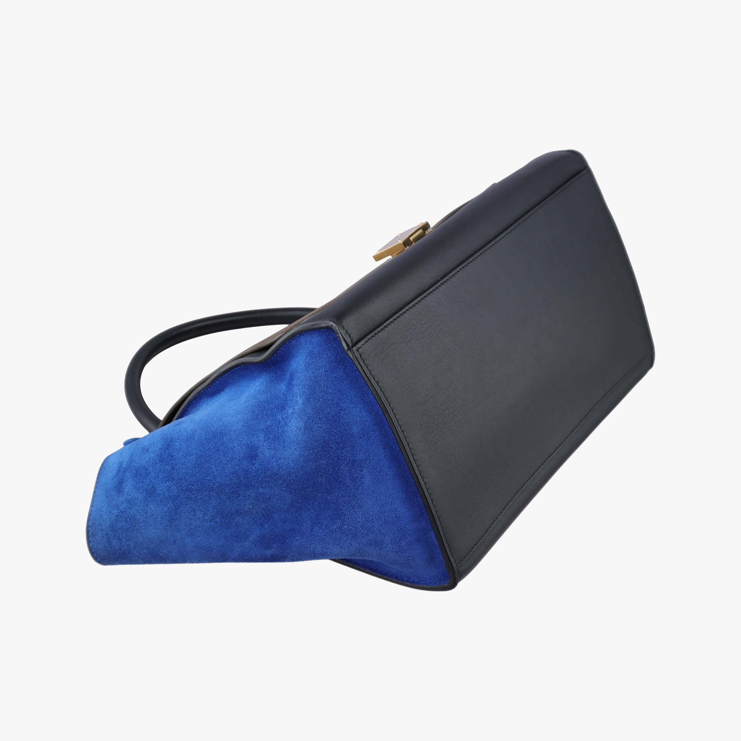 Pre-owned Celine Trapeze Brown×Black×Blue Suede × leather  shoulderbag | stylenewstar