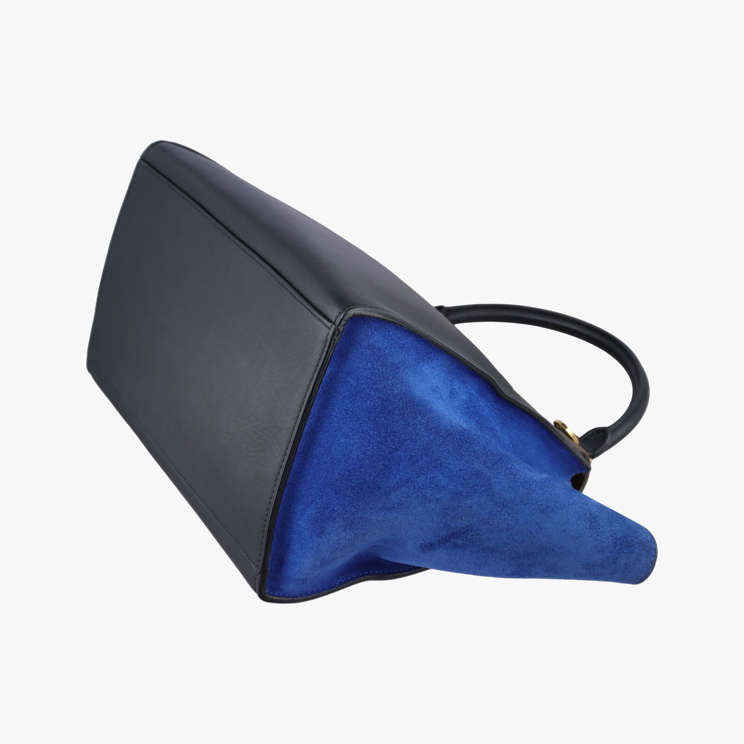 Pre-owned Celine Trapeze Brown×Black×Blue Suede × leather  shoulderbag | stylenewstar