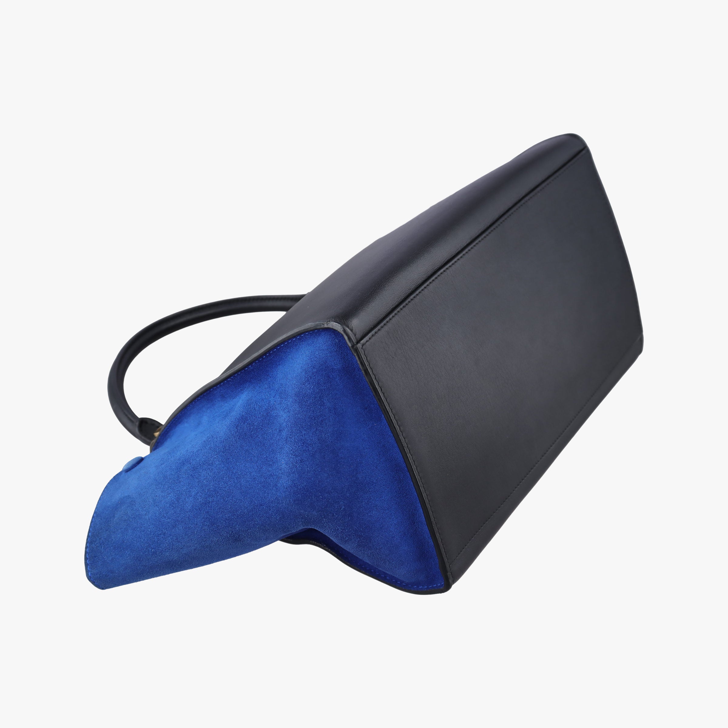 Pre-owned Celine Trapeze Brown×Black×Blue Suede × leather  shoulderbag | stylenewstar
