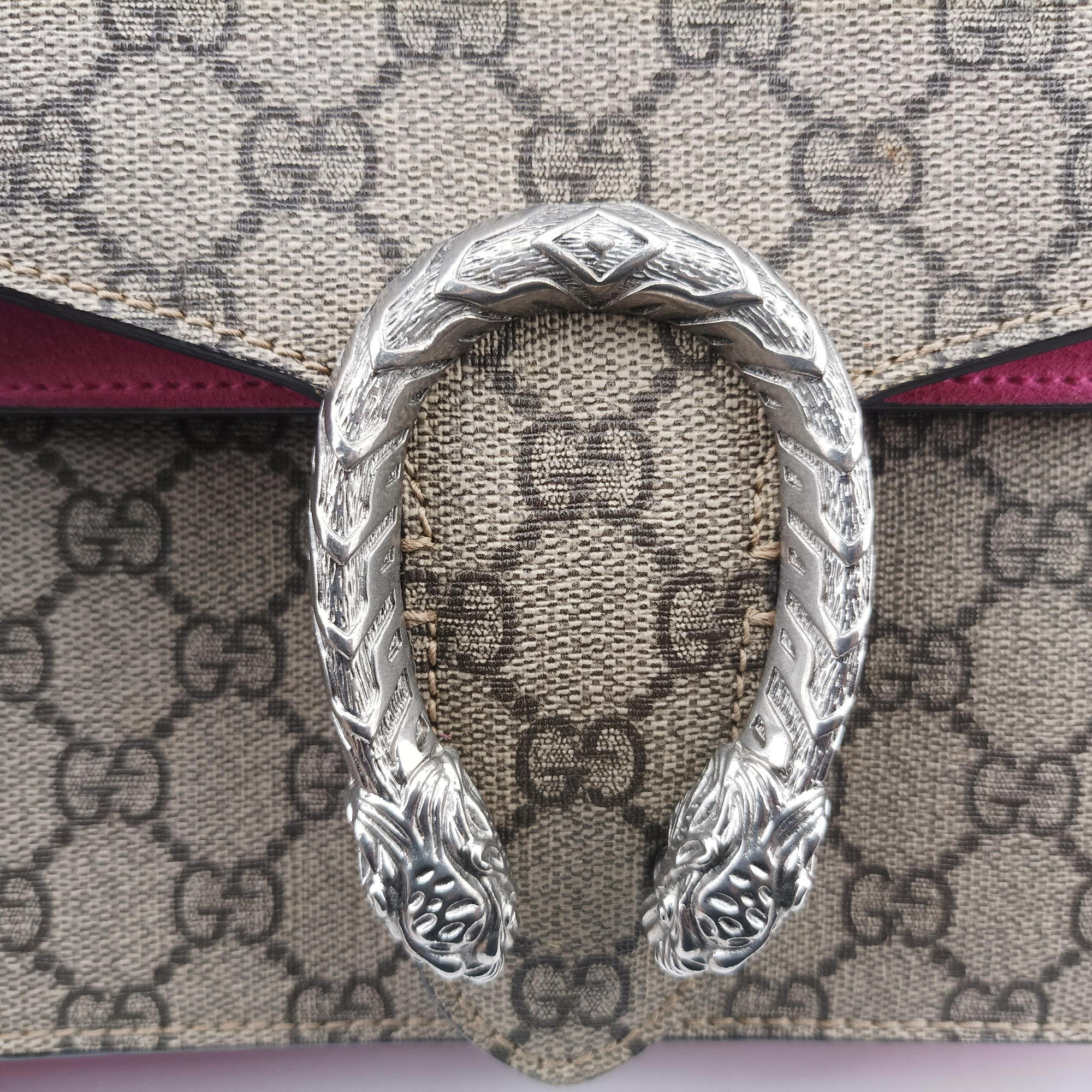 Pre-owned Gucci Dionysus Brown×pink PVC coated canvas×suede 400249 shoulderbag | stylenewstar