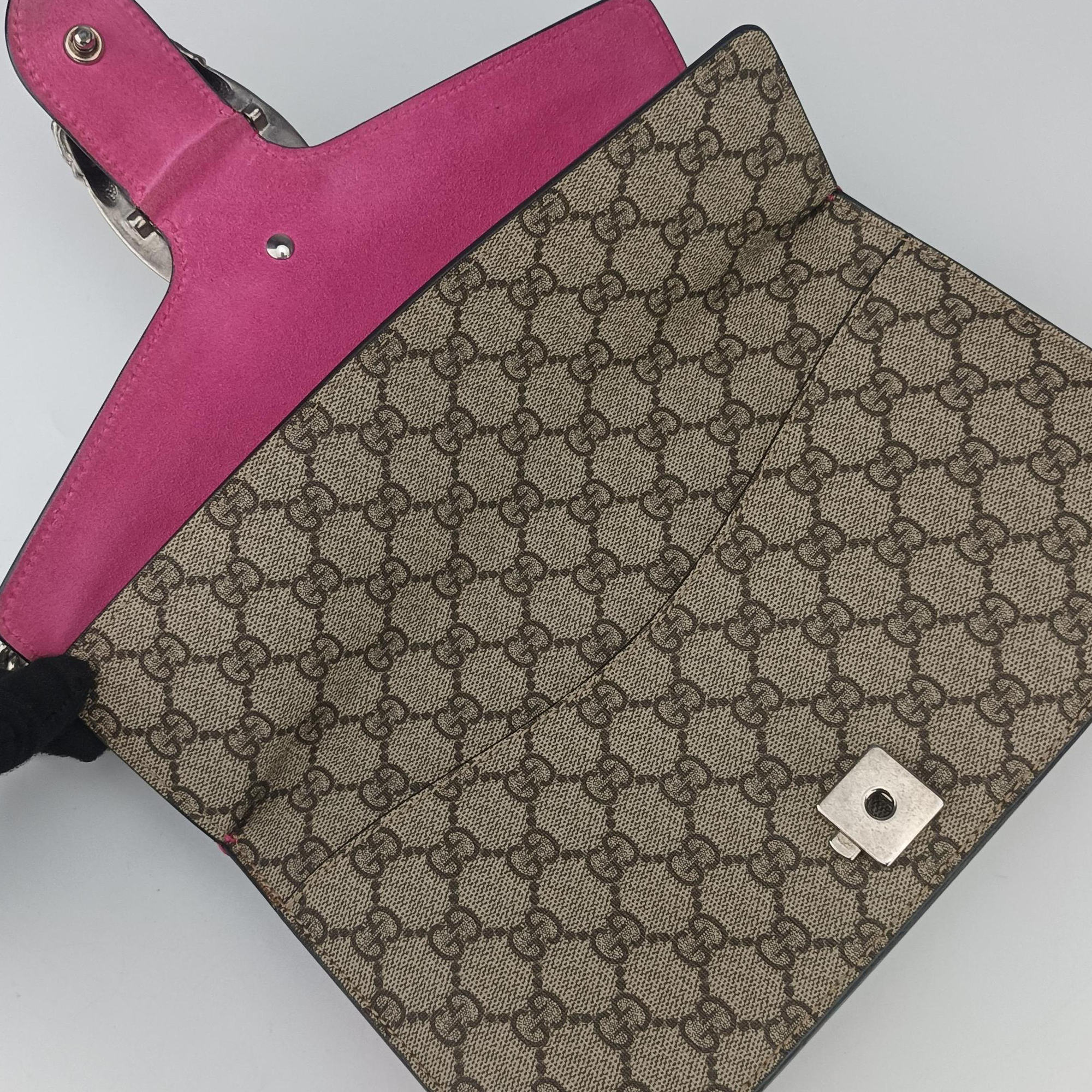 Pre-owned Gucci Dionysus Brown×pink PVC coated canvas×suede 400249 shoulderbag | stylenewstar