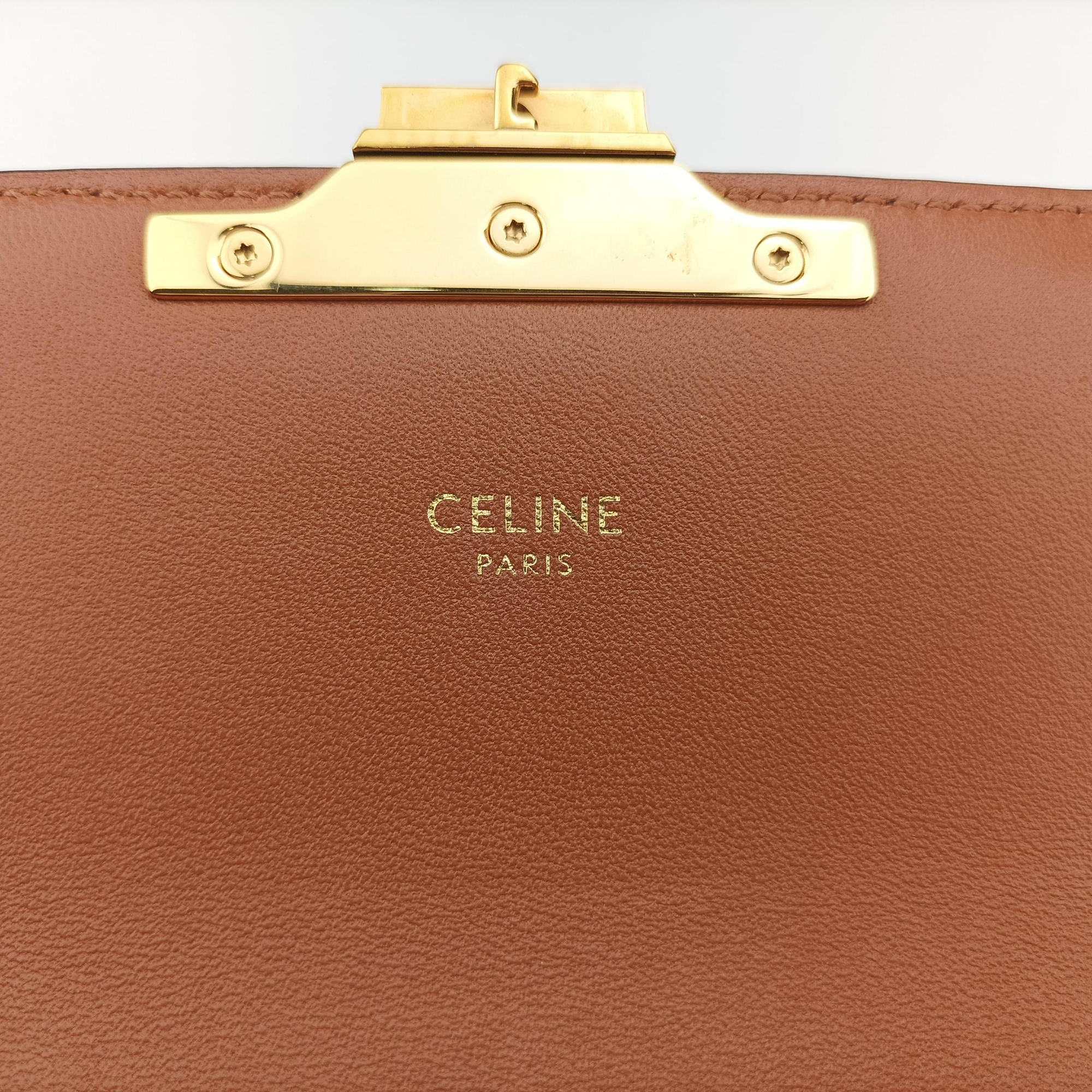Pre-owned Celine Claude Triomphe Brown PVC coated canvas  shoulderbag | stylenewstar