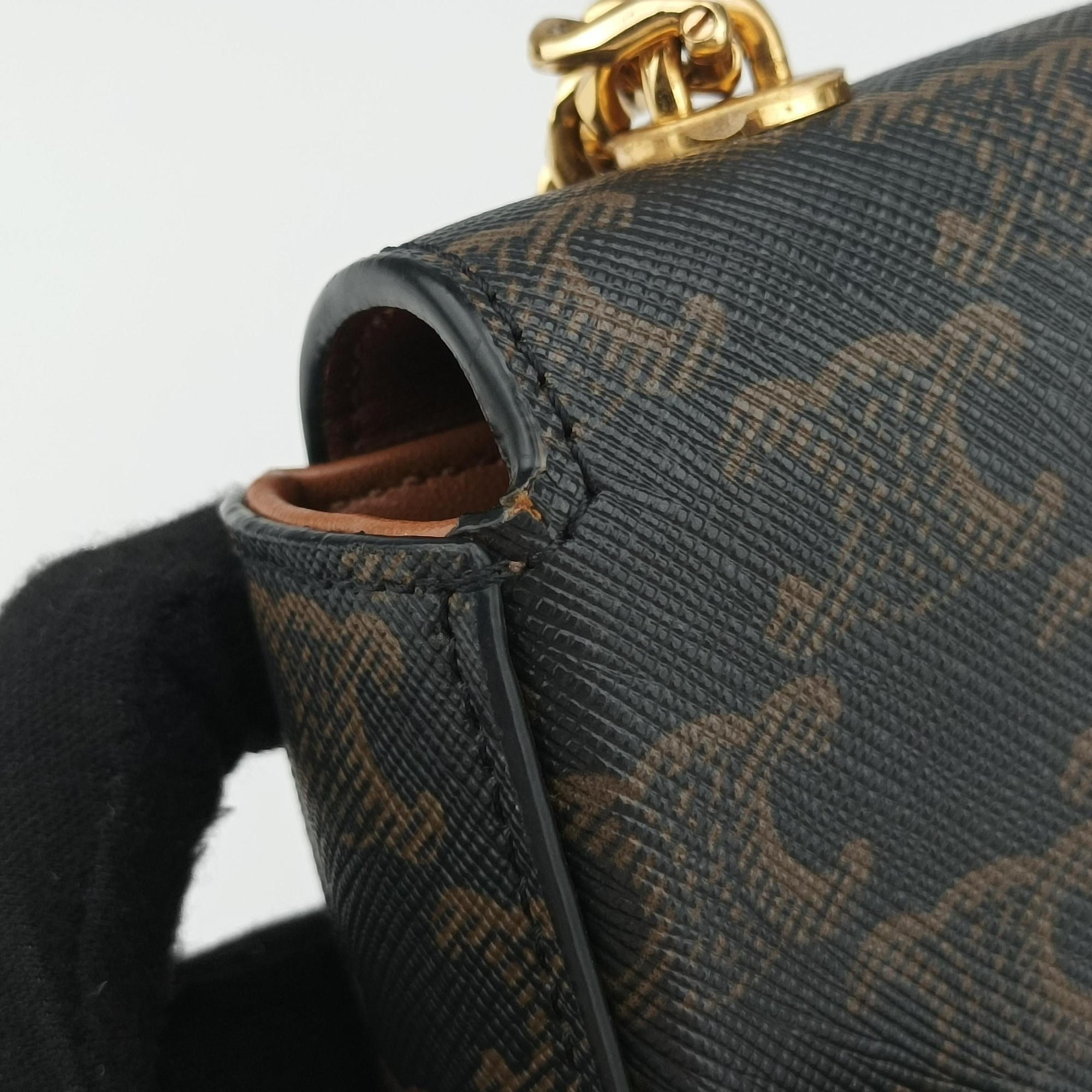Pre-owned Celine Claude Triomphe Brown PVC coated canvas  shoulderbag | stylenewstar