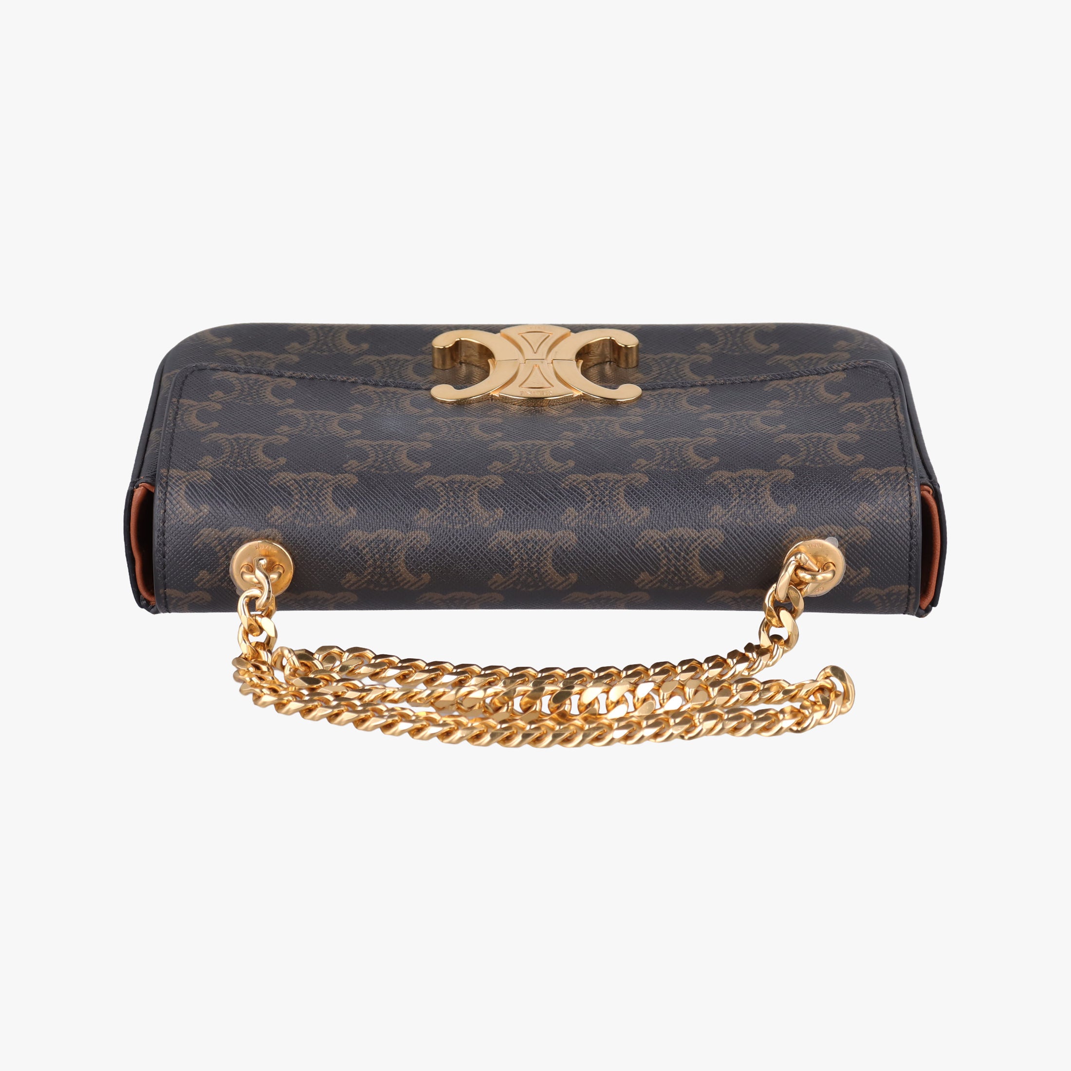 Pre-owned Celine Claude Triomphe Brown PVC coated canvas  shoulderbag | stylenewstar