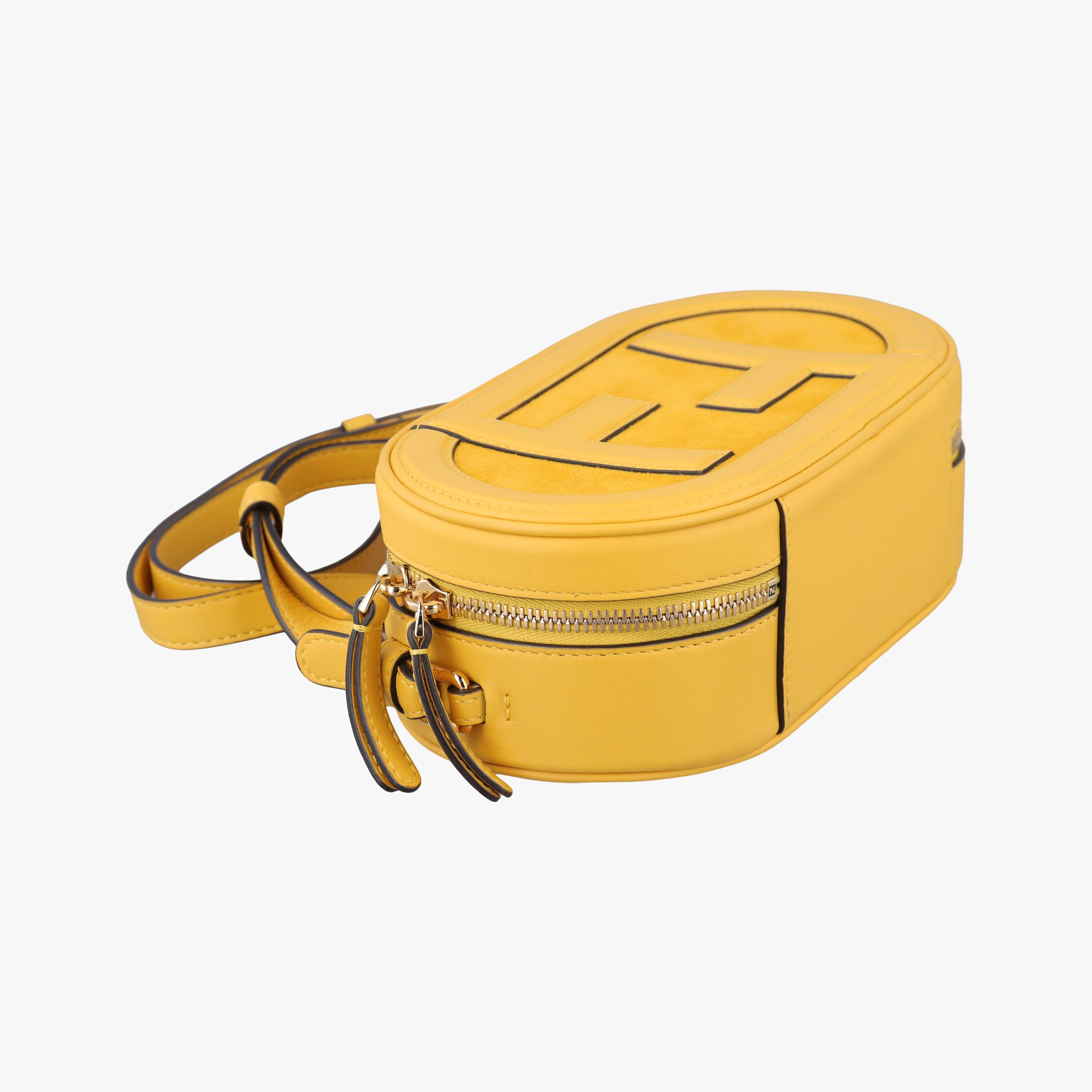 Pre-owned Fendi Aurock Camera Case Mini Yellow Suede × Leather 8BS058 shoulderbag | stylenewstar