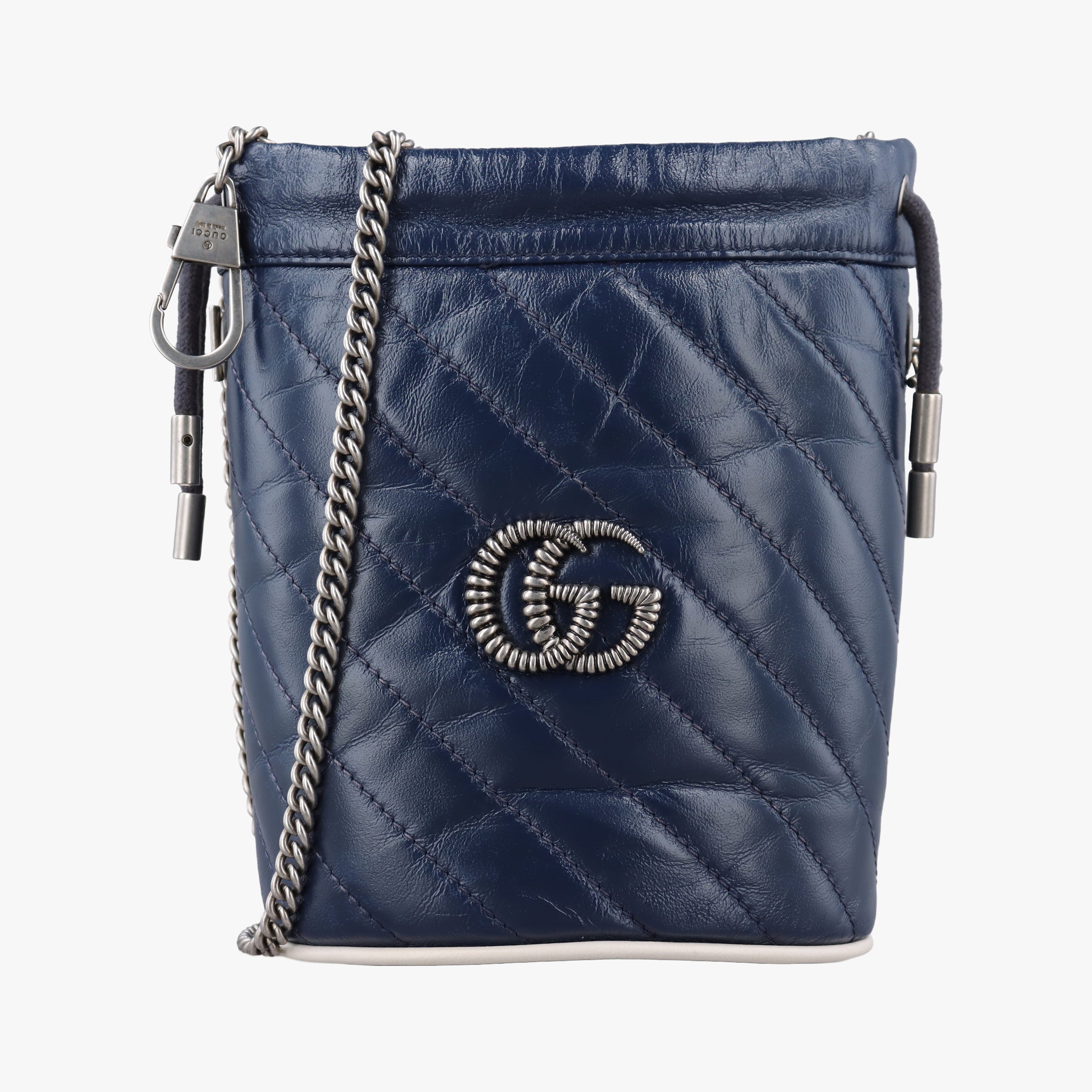Pre-owned Gucci GG Marmont Blue Leather 573817 shoulderbag | stylenewstar