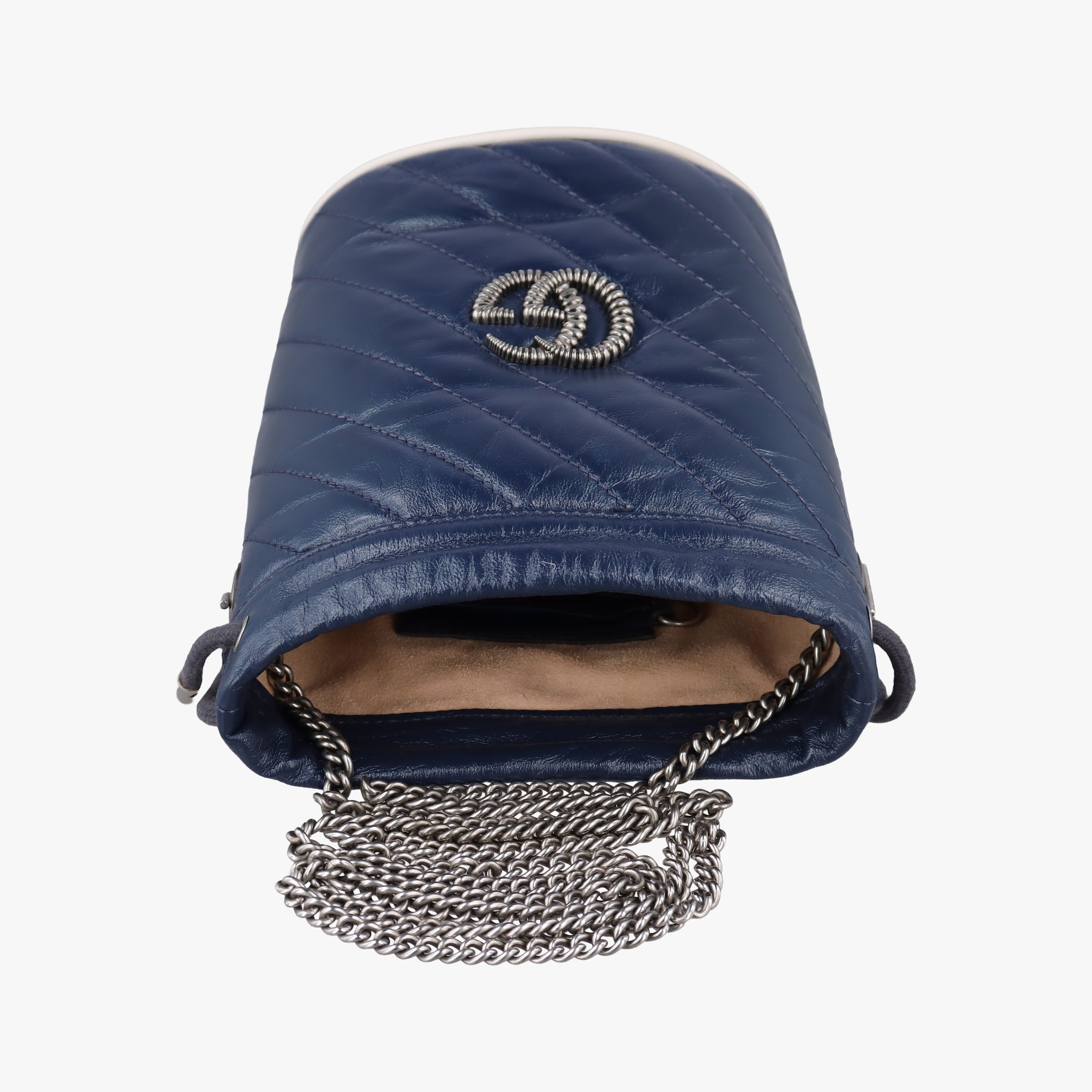 Pre-owned Gucci GG Marmont Blue Leather 573817 shoulderbag | stylenewstar