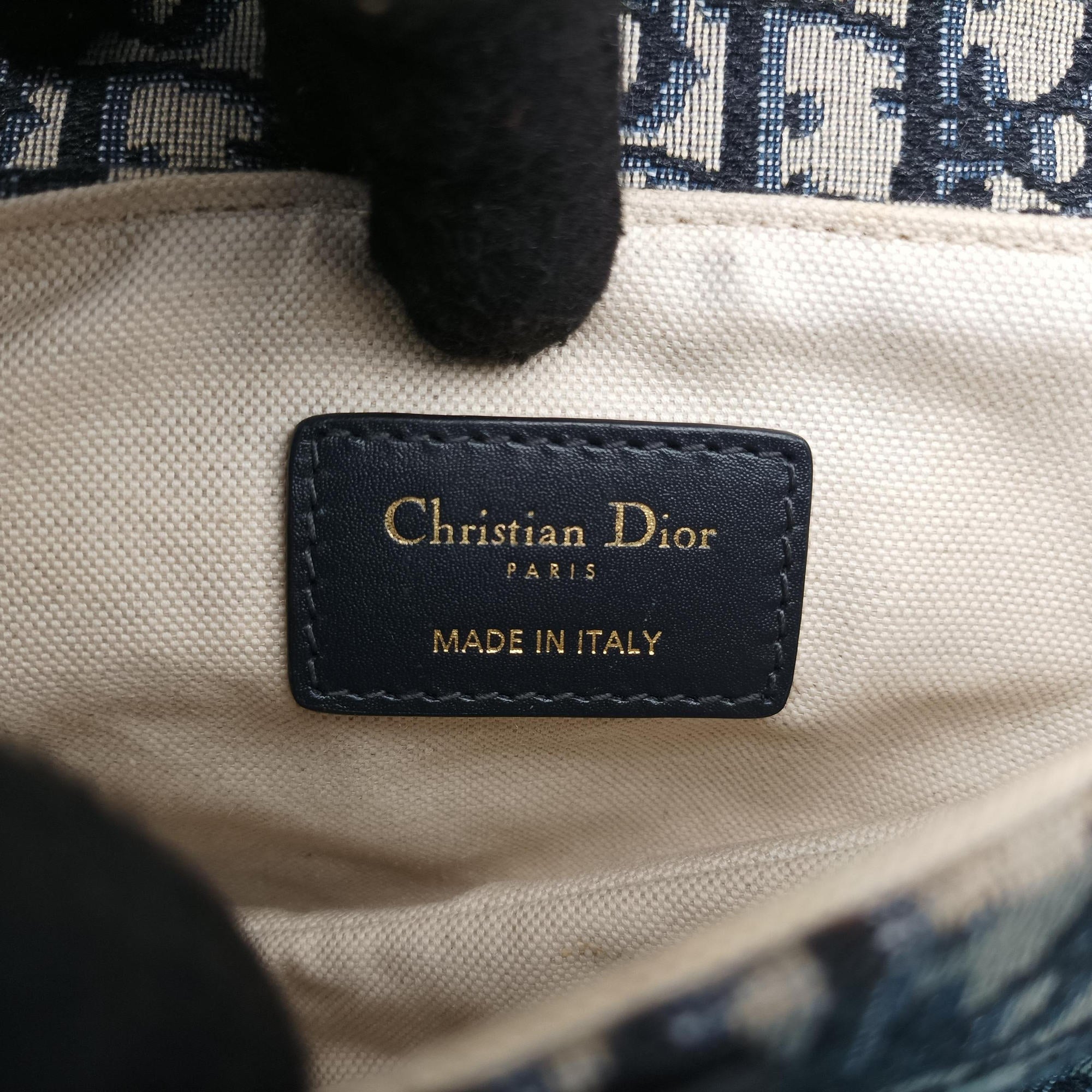 Pre-owned Christian Dior Saddle Navy×grey Jacquard × Leather  handbag | stylenewstar