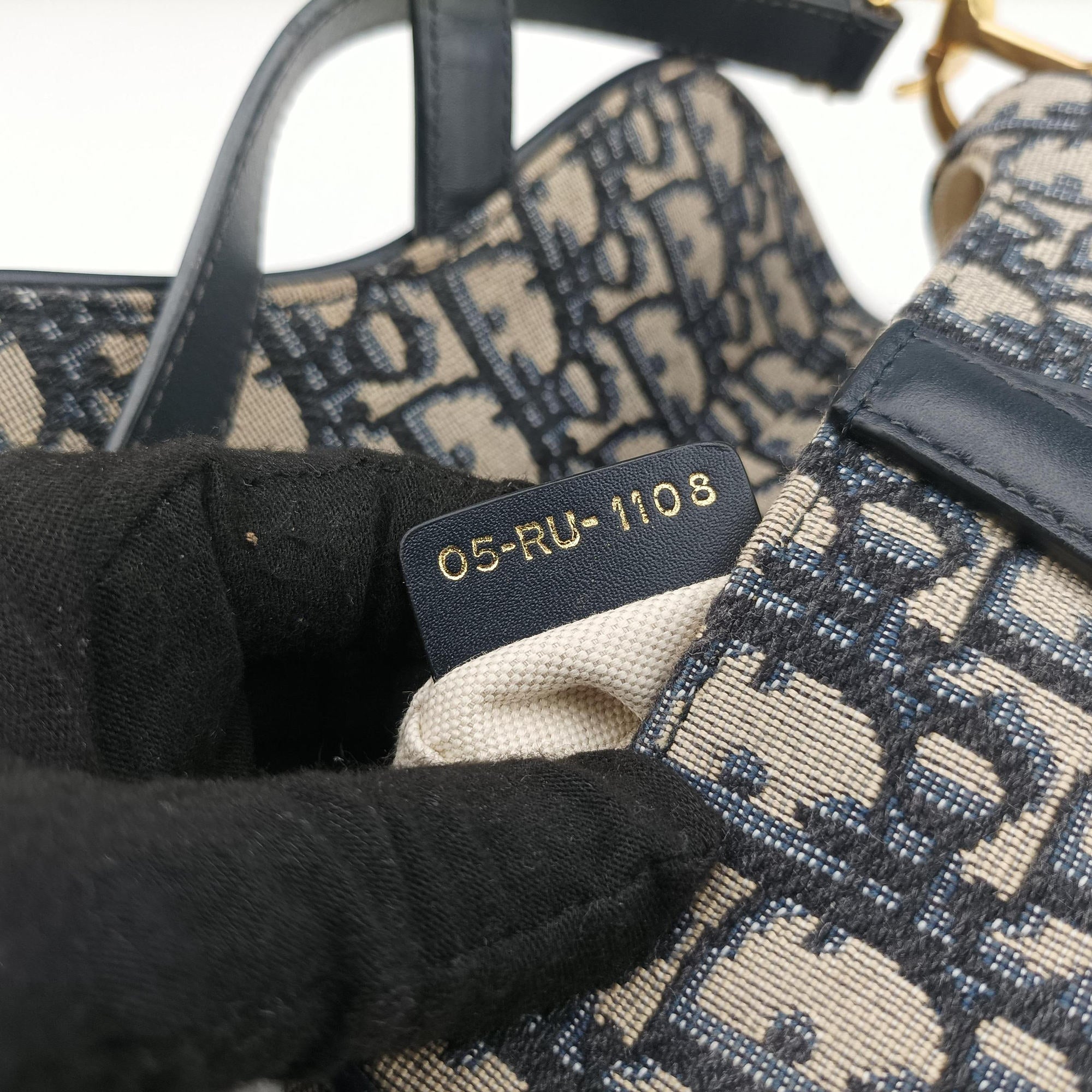 Pre-owned Christian Dior Saddle Navy×grey Jacquard × Leather  handbag | stylenewstar