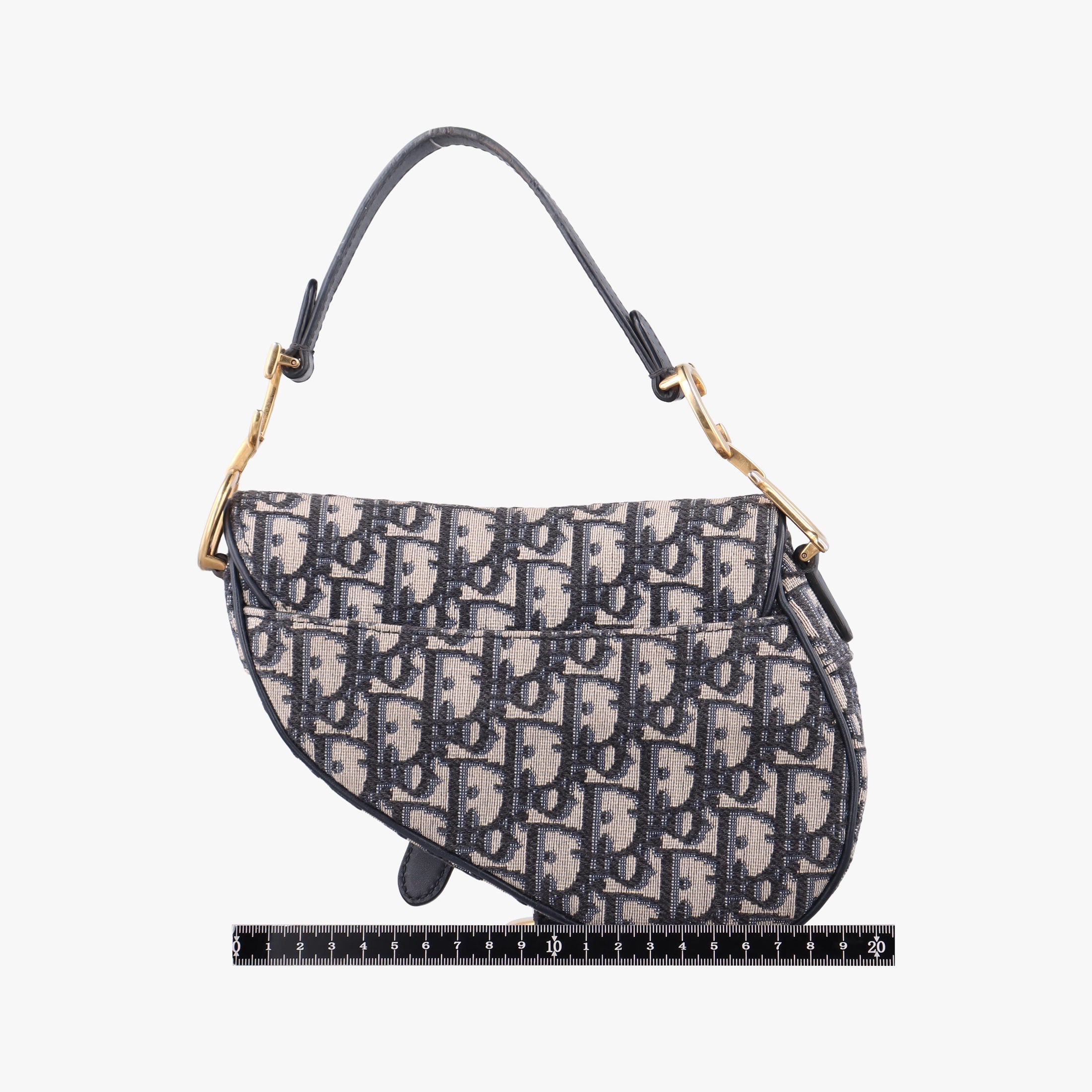 Pre-owned Christian Dior Saddle Navy×grey Jacquard × Leather  handbag | stylenewstar