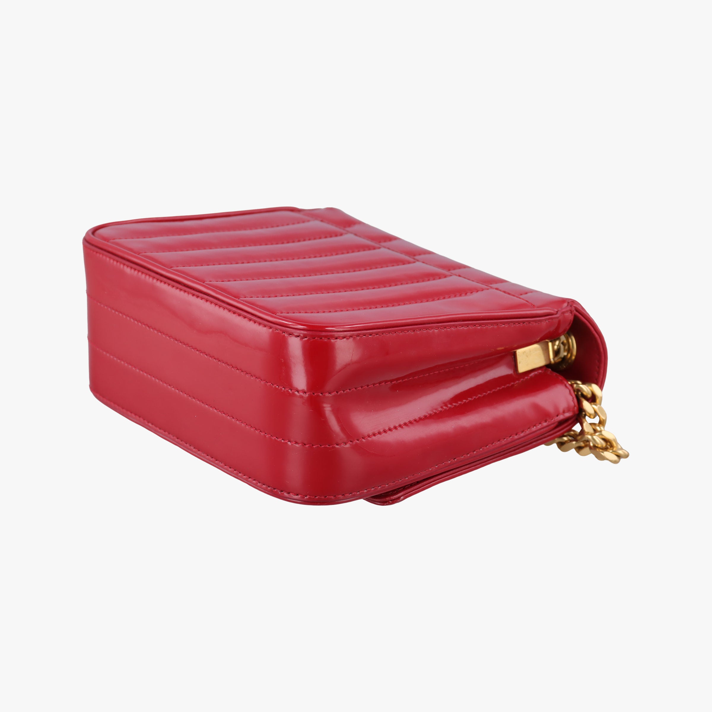 Pre-owned Yves Saint Laurent VICKY Red Patent Leather 538439 shoulderbag | stylenewstar