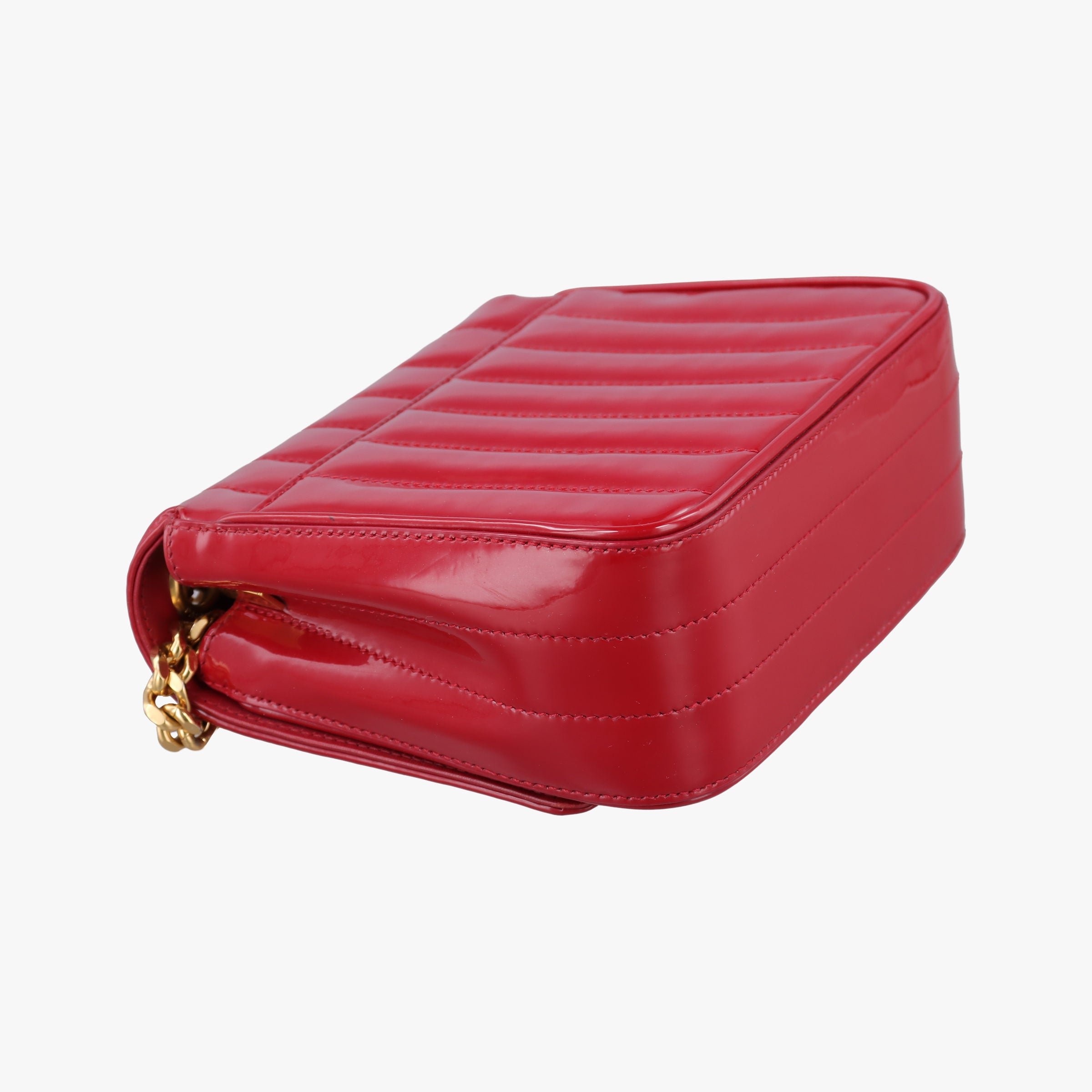 Pre-owned Yves Saint Laurent VICKY Red Patent Leather 538439 shoulderbag | stylenewstar