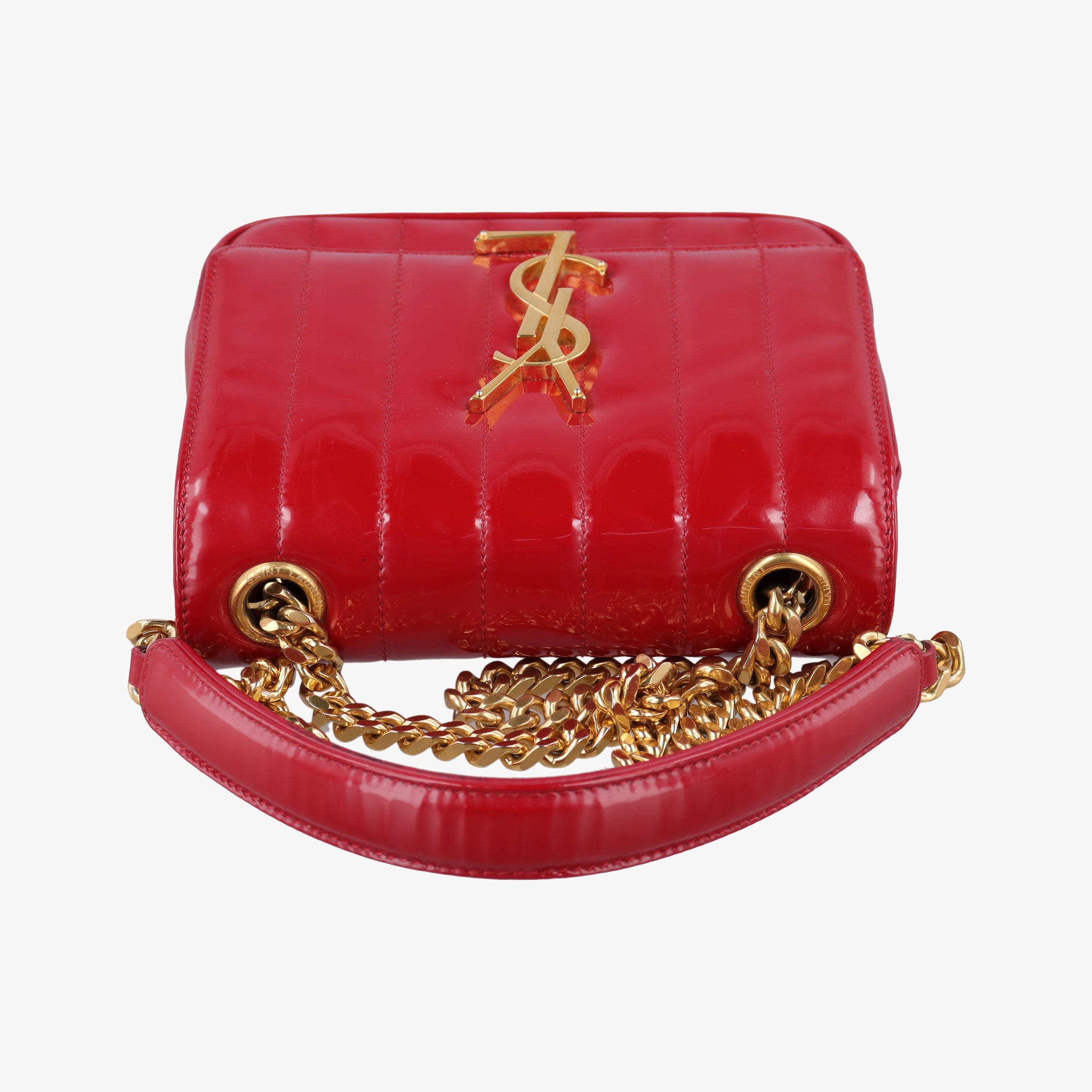 Pre-owned Yves Saint Laurent VICKY Red Patent Leather 538439 shoulderbag | stylenewstar