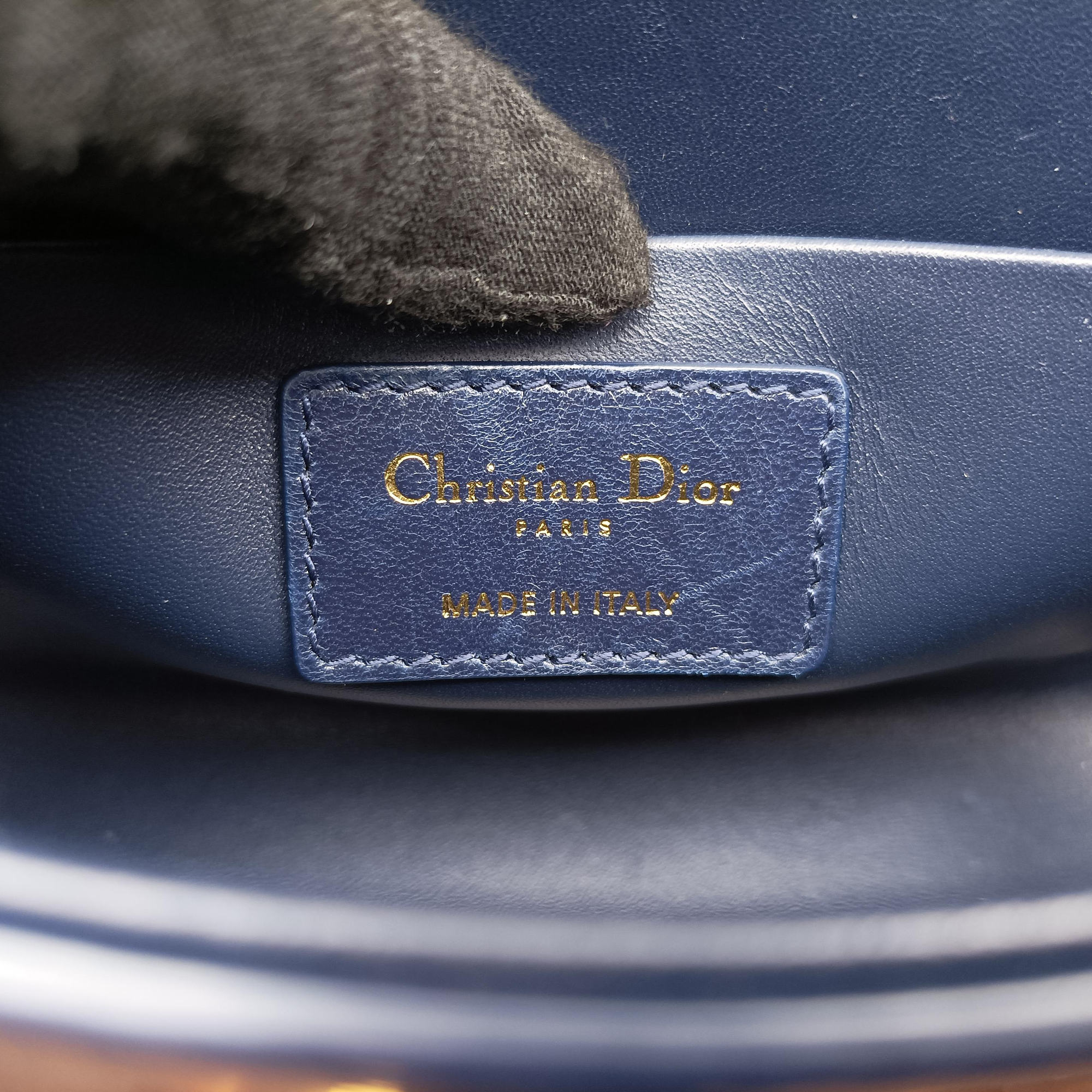 Pre-owned Christian Dior 30 MONTAIGNE Navy Leather  shoulderbag | stylenewstar