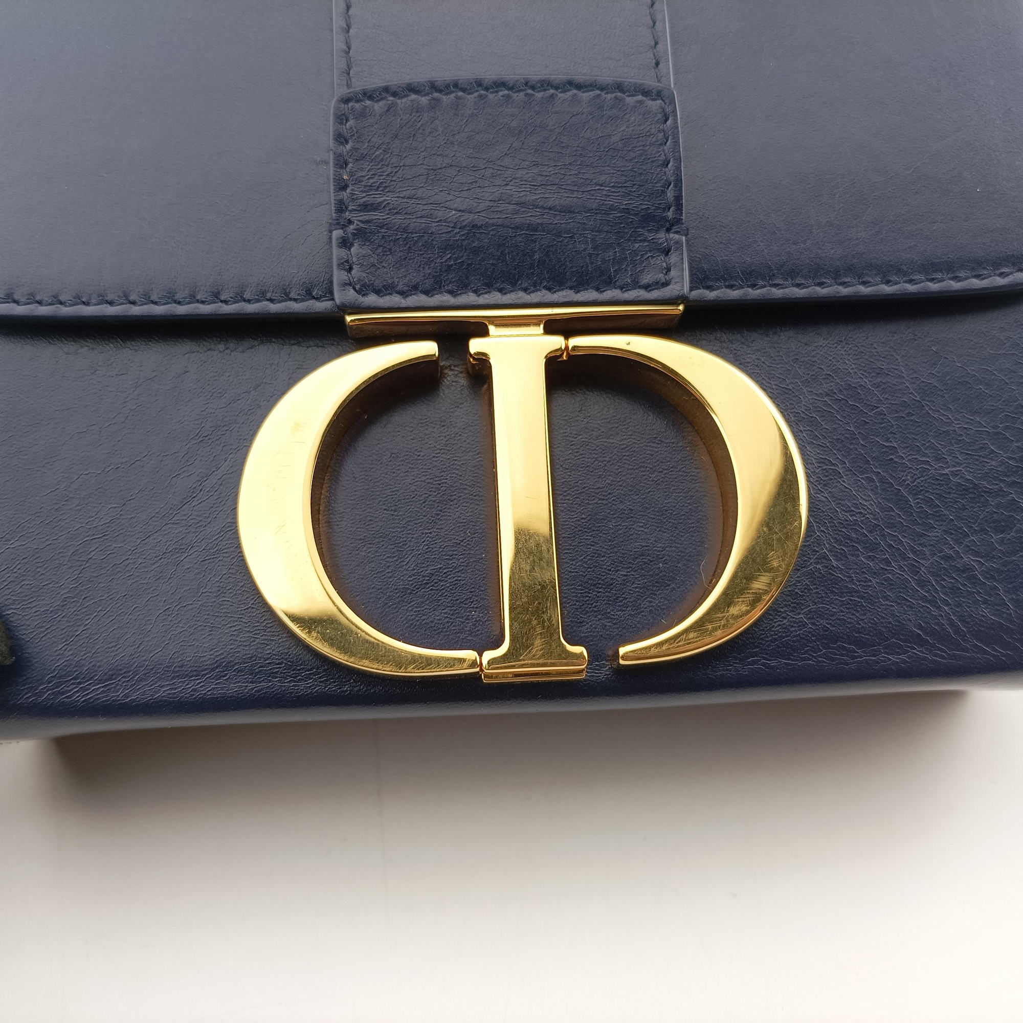 Pre-owned Christian Dior 30 MONTAIGNE Navy Leather  shoulderbag | stylenewstar
