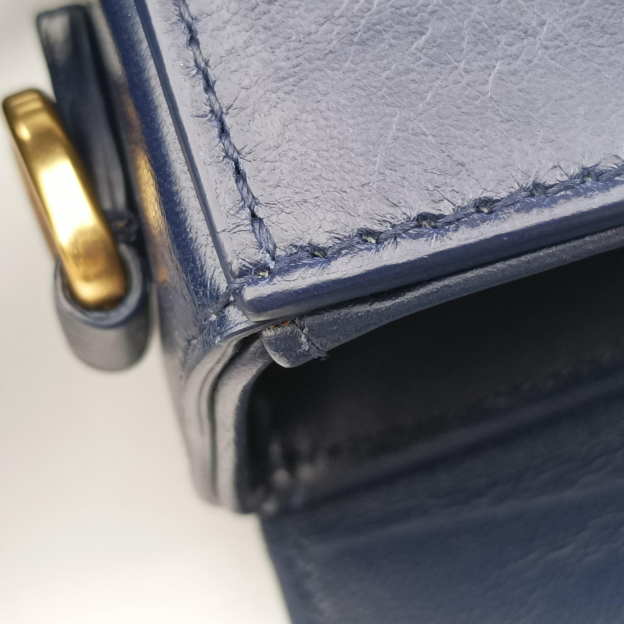 Pre-owned Christian Dior 30 MONTAIGNE Navy Leather  shoulderbag | stylenewstar