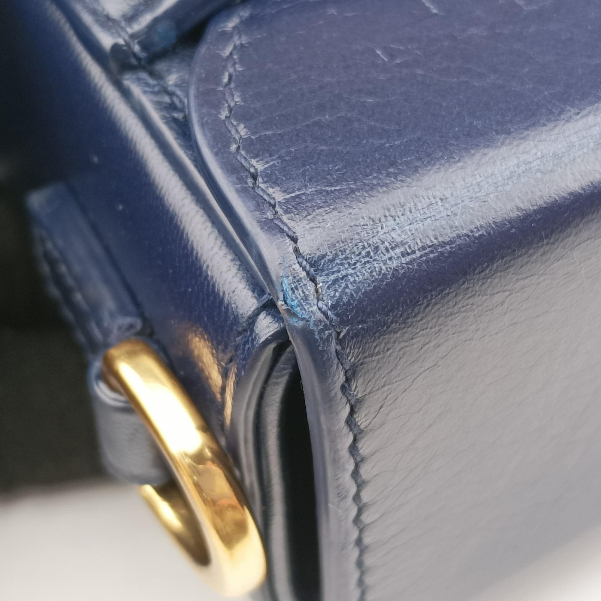 Pre-owned Christian Dior 30 MONTAIGNE Navy Leather  shoulderbag | stylenewstar