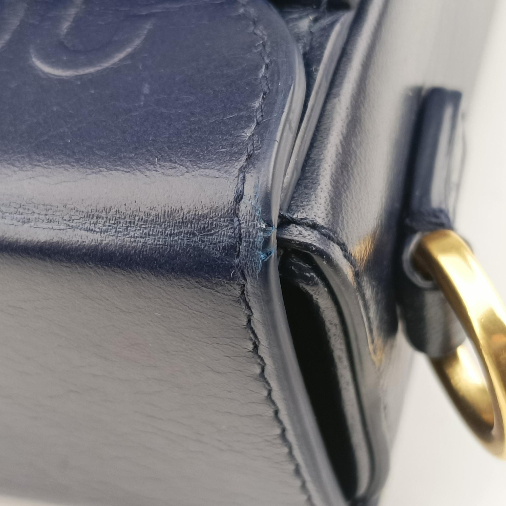Pre-owned Christian Dior 30 MONTAIGNE Navy Leather  shoulderbag | stylenewstar