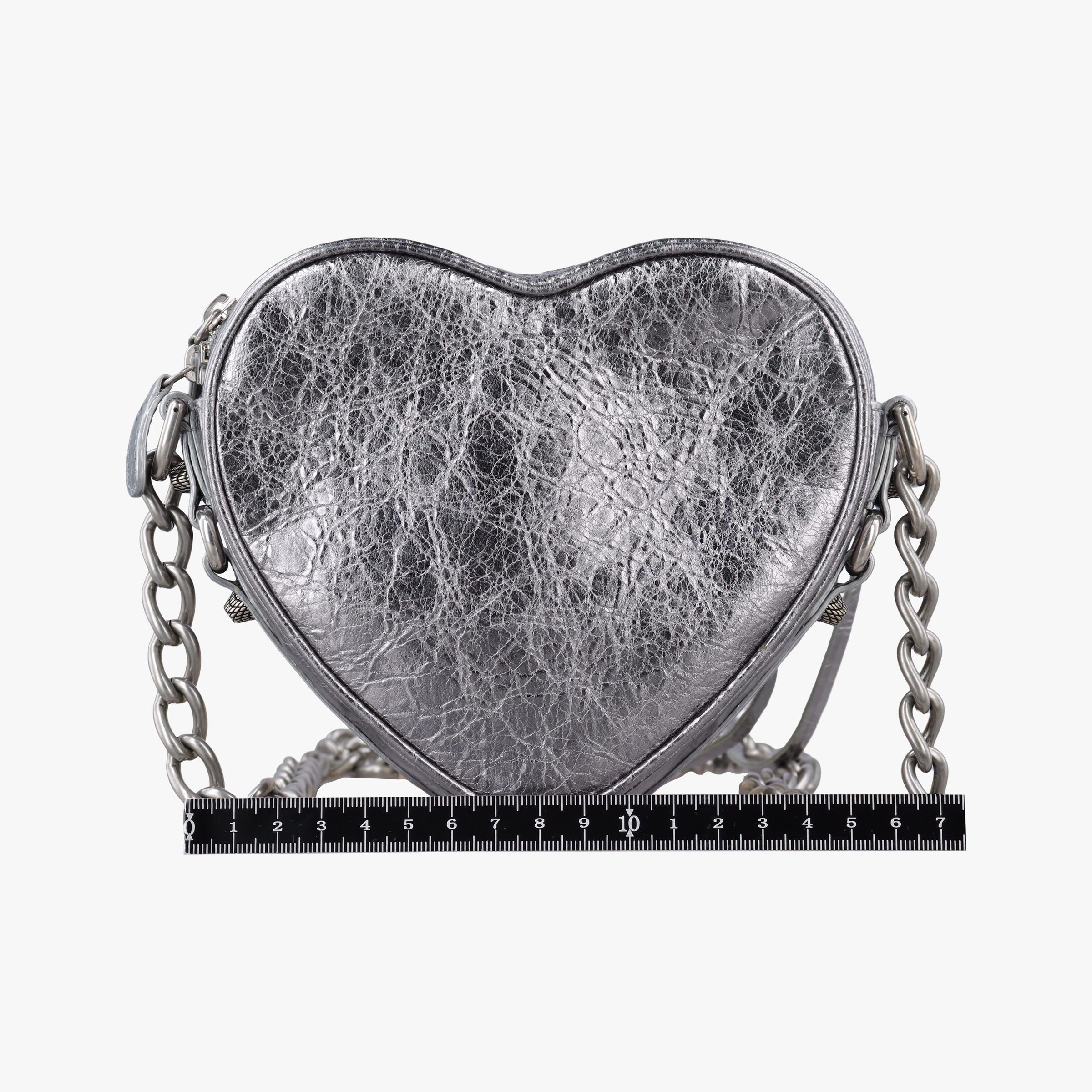 Pre-owned Balenciaga Heart mini Silver Lambskin  shoulderbag | stylenewstar