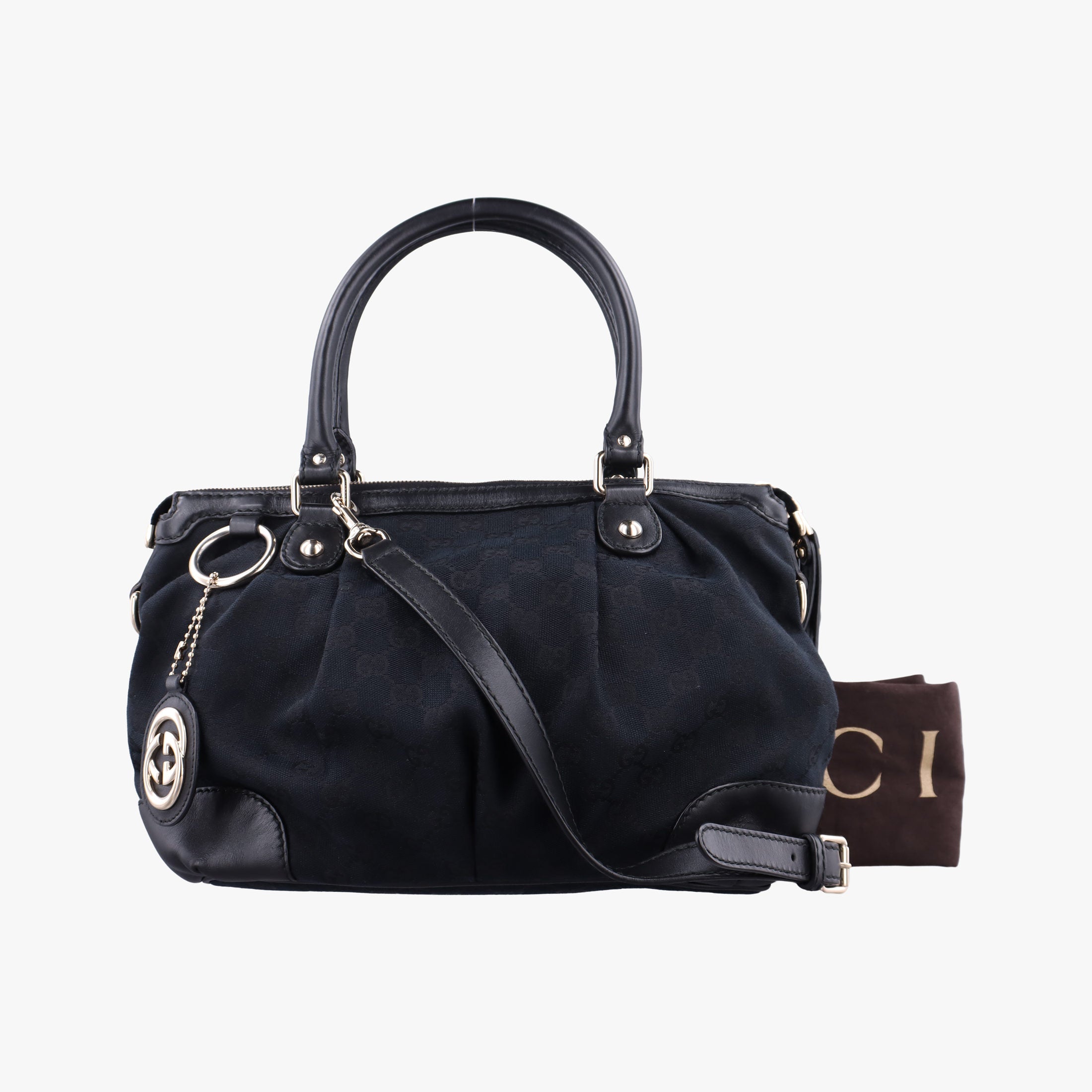 Pre-owned Gucci Sukey Black Canvas×Leather 247902 shoulderbag | stylenewstar