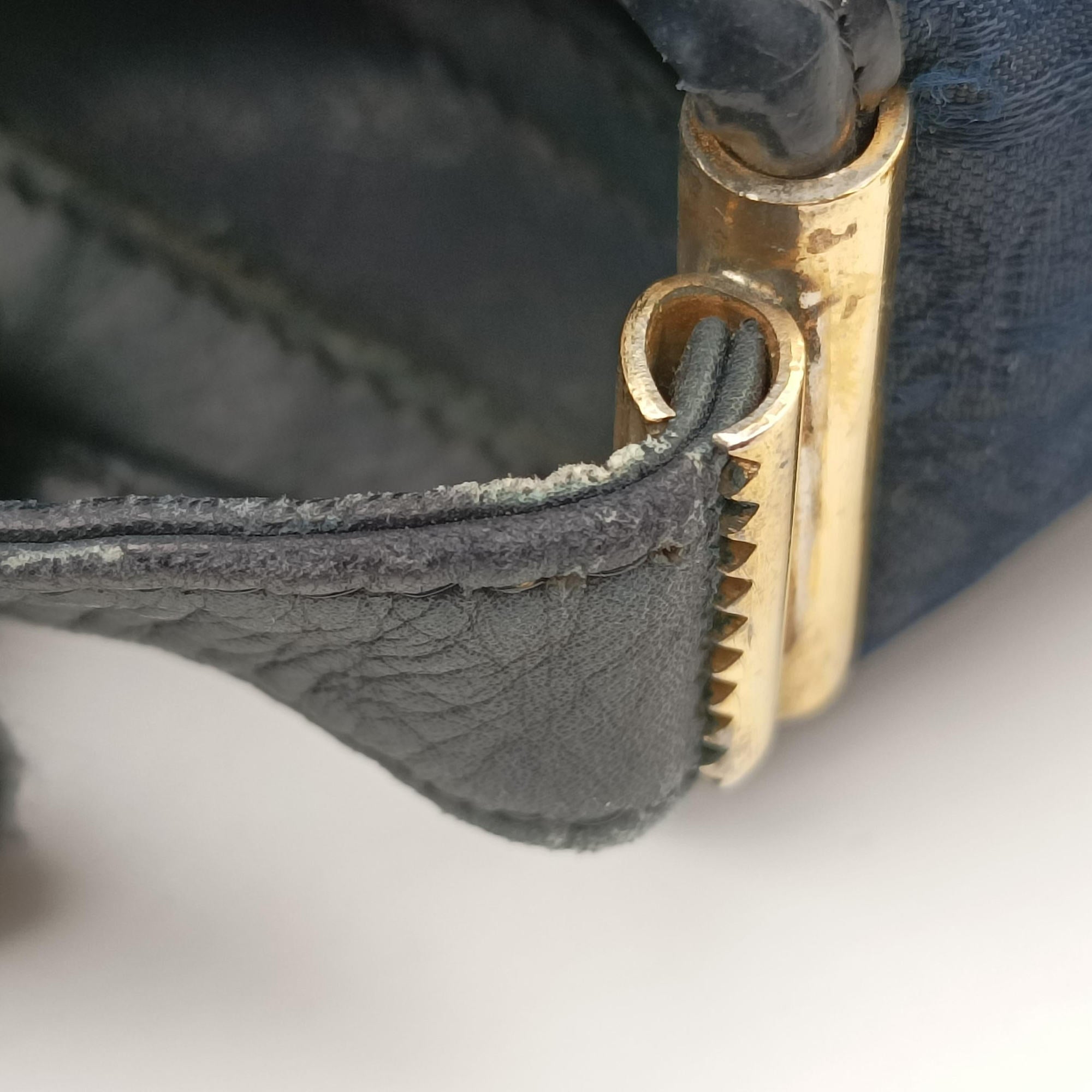 Pre-owned Christian Dior Trotter Navy Oblique Jacquard Canvas × Leather  shoulderbag | stylenewstar