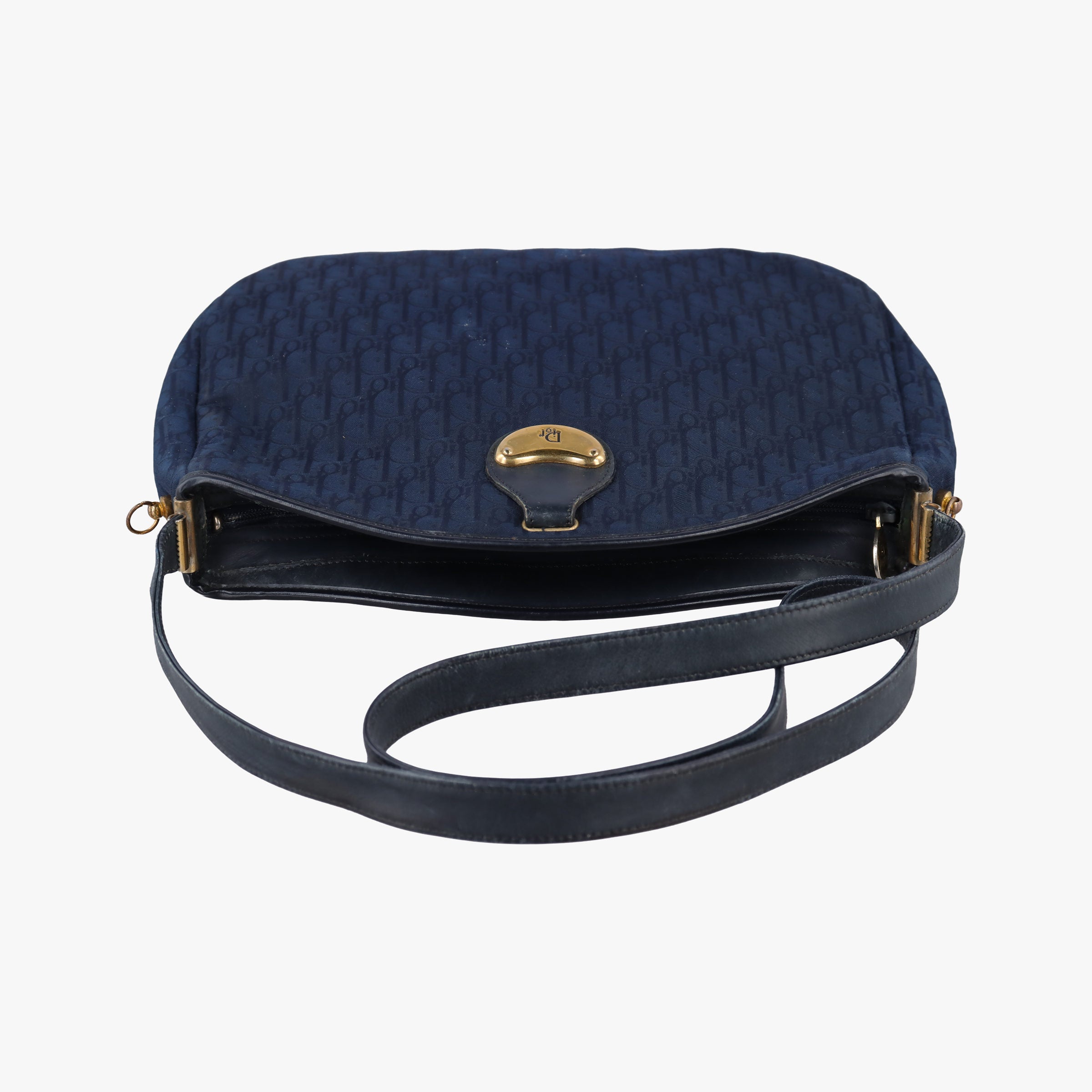 Pre-owned Christian Dior Trotter Navy Oblique Jacquard Canvas × Leather  shoulderbag | stylenewstar