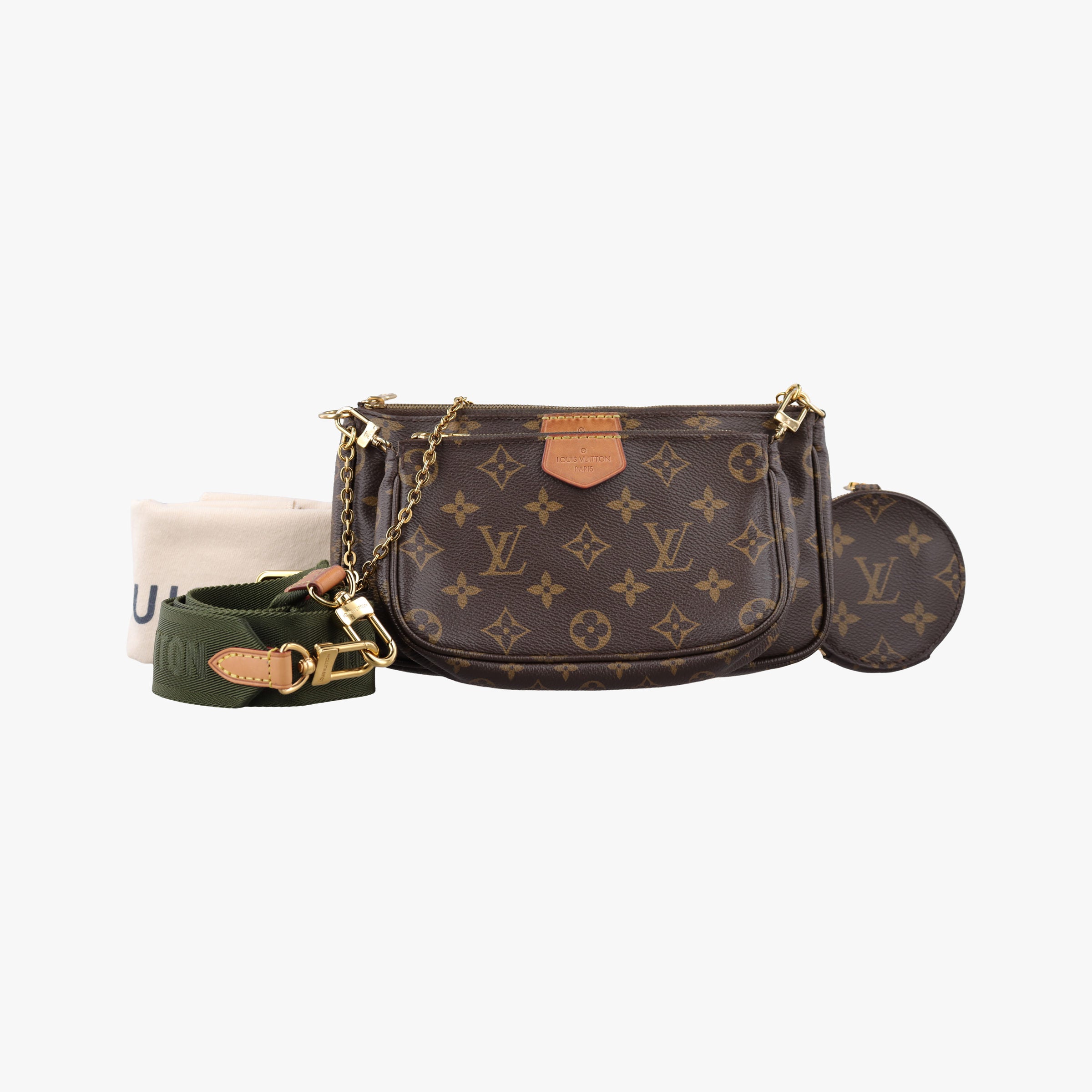 Pre-owned Louis Vuitton Multi Pochette Accessoir brown×khaki Monogram Canvas M44813 shoulderbag | stylenewstar