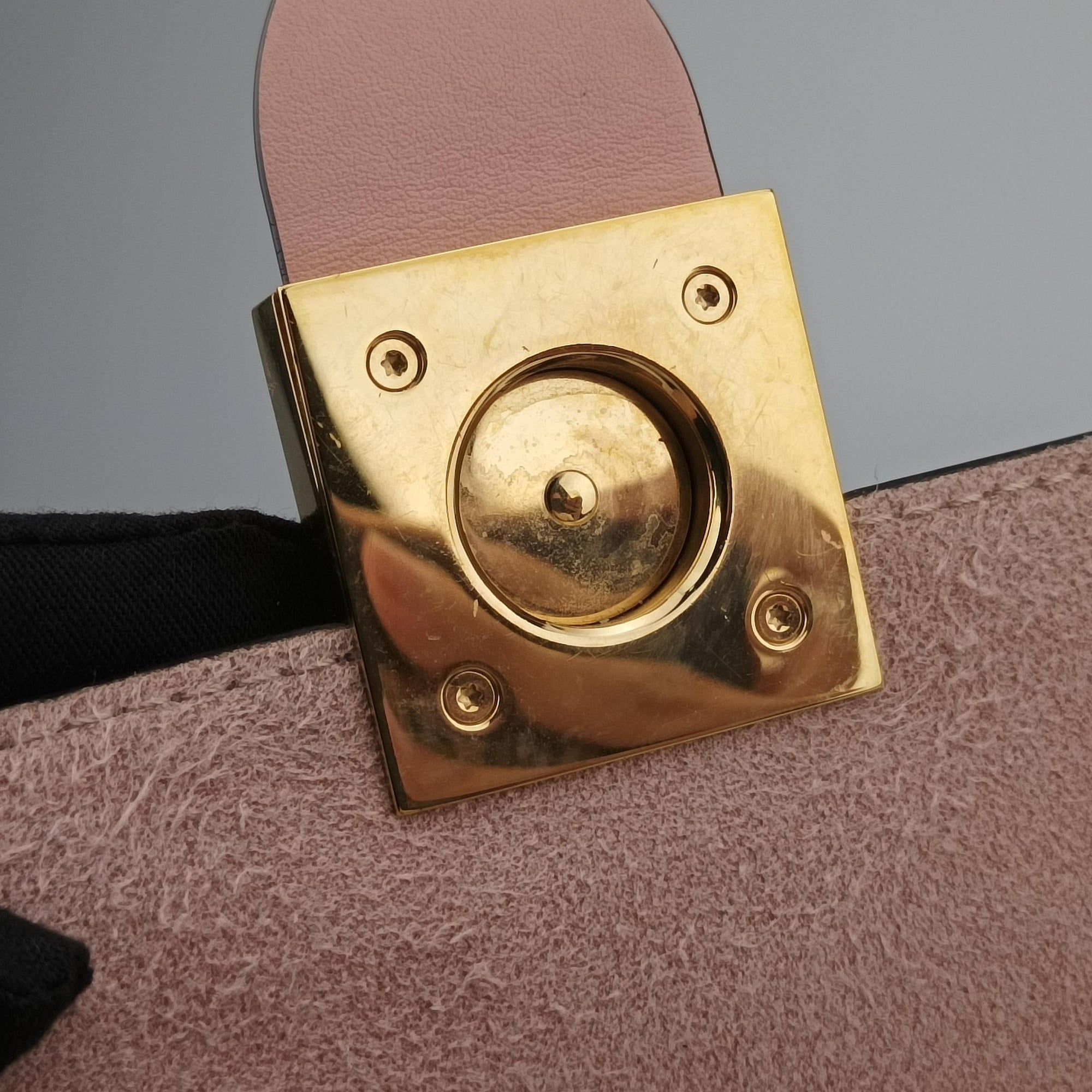 Pre-owned Louis Vuitton LOCKY BB Brown×ROSE POUDRE Monogram Canvas×calf leather M44080 shoulderbag | stylenewstar