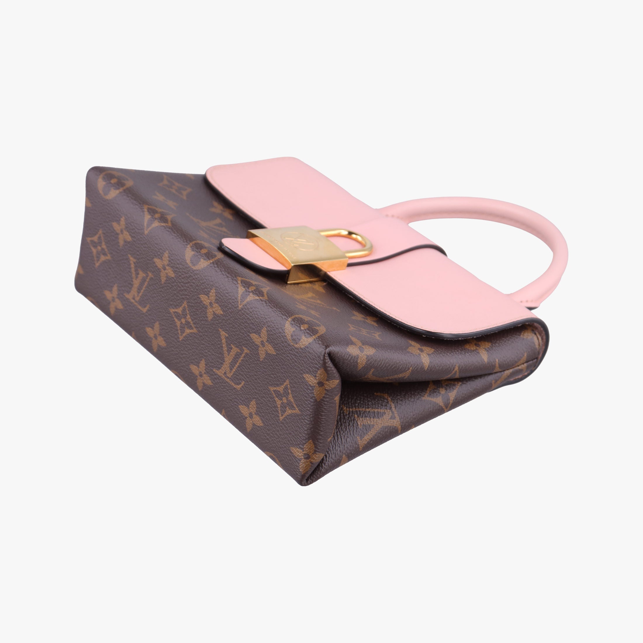 Pre-owned Louis Vuitton LOCKY BB Brown×ROSE POUDRE Monogram Canvas×calf leather M44080 shoulderbag | stylenewstar