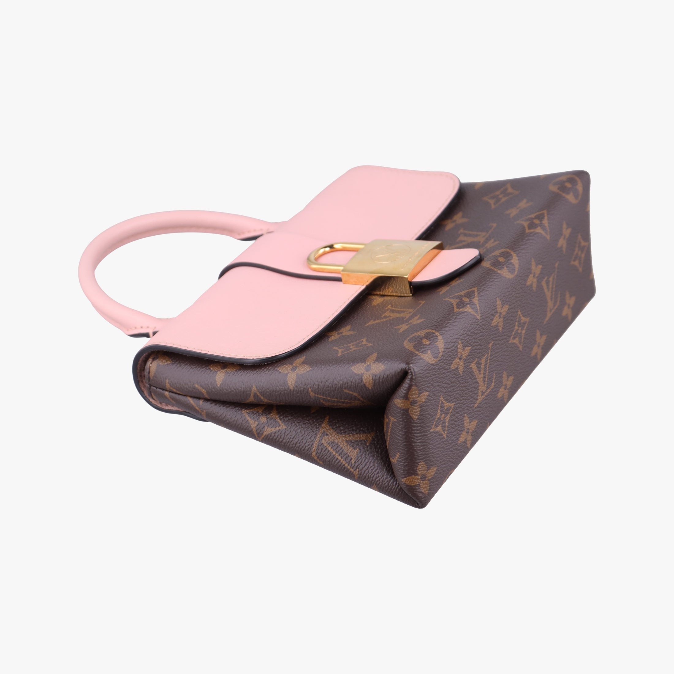 Pre-owned Louis Vuitton LOCKY BB Brown×ROSE POUDRE Monogram Canvas×calf leather M44080 shoulderbag | stylenewstar